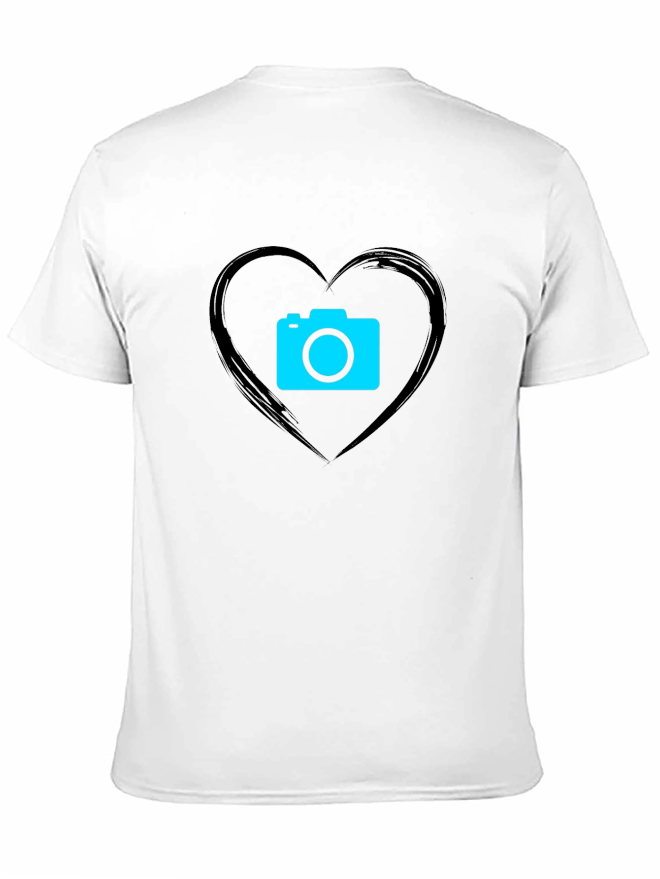 Camera Heart Graphic Black T-Shirt