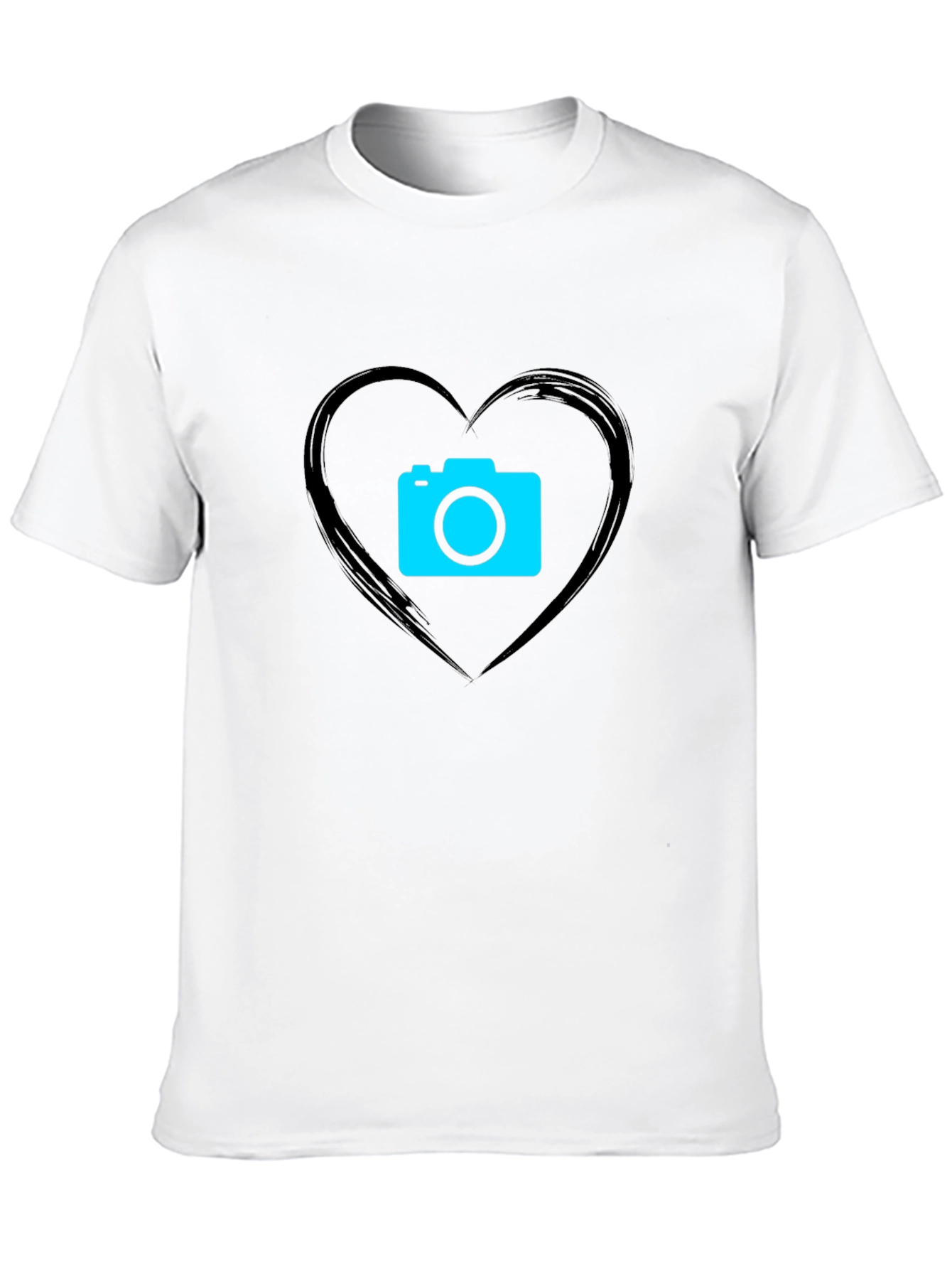 Camera Heart Graphic Black T-Shirt