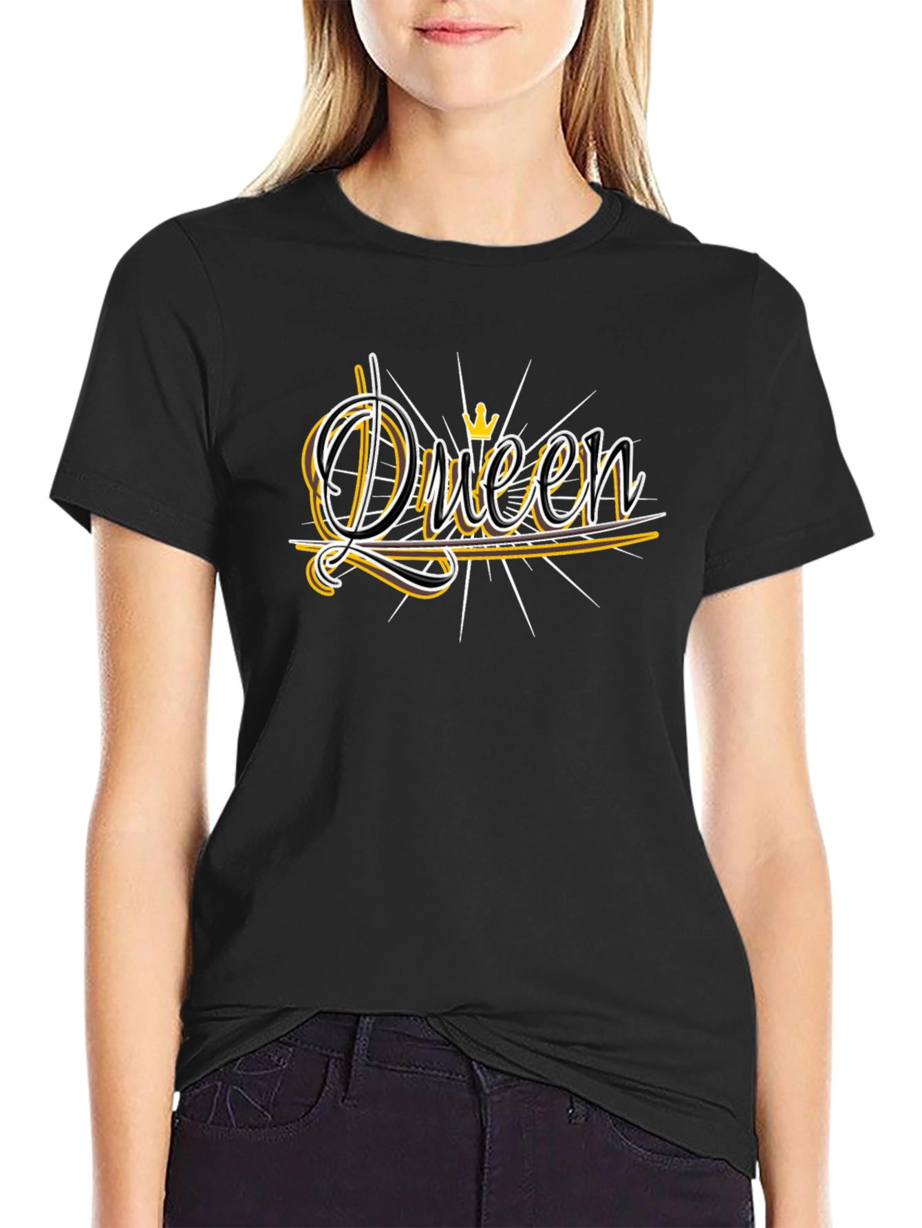 Queen Graphic Print T-Shirt - Black