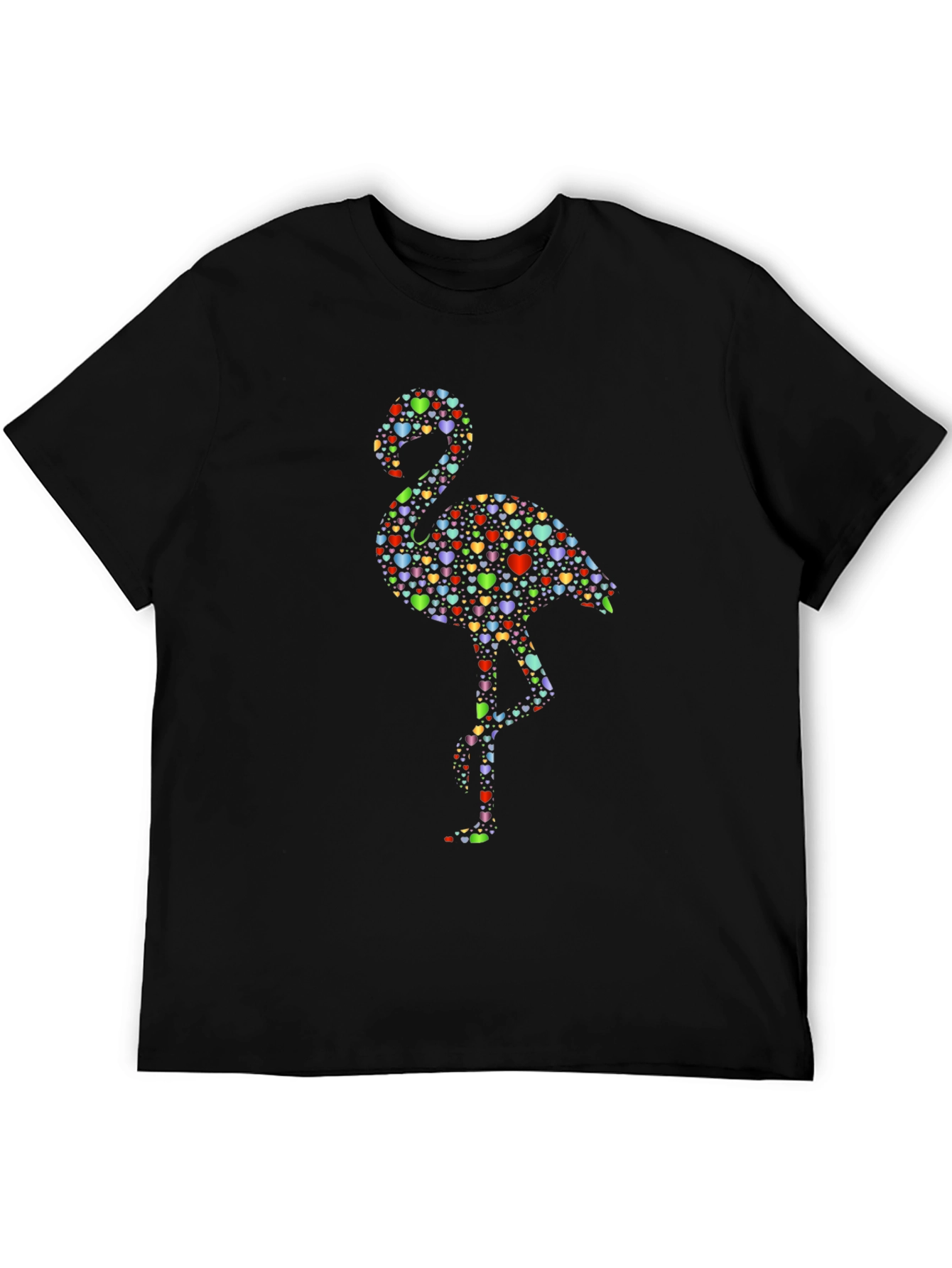 Heart Flamingo Black T-Shirt
