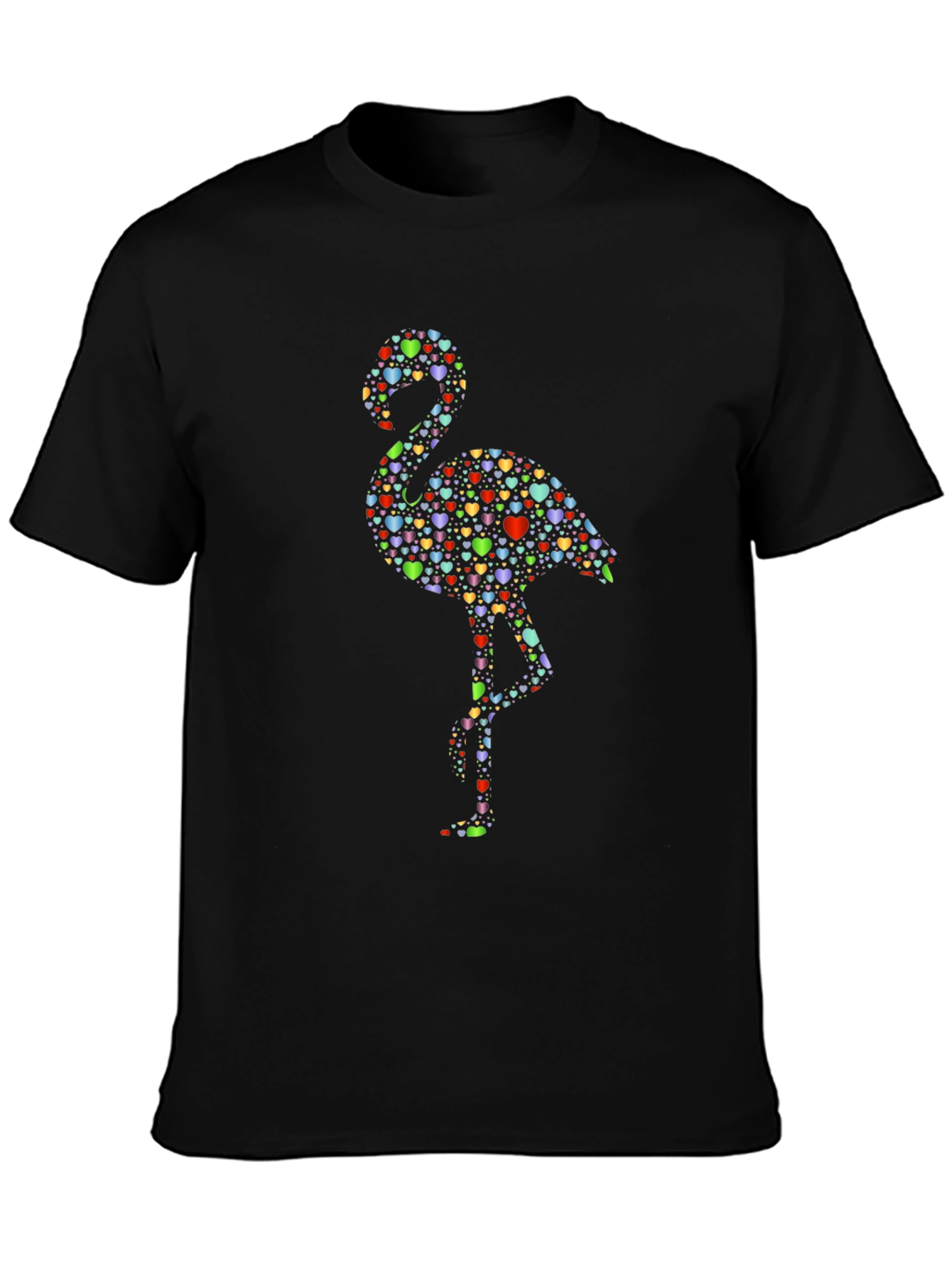 Heart Flamingo Black T-Shirt
