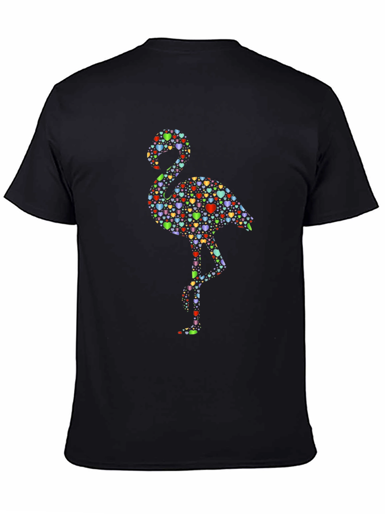 Heart Flamingo Black T-Shirt