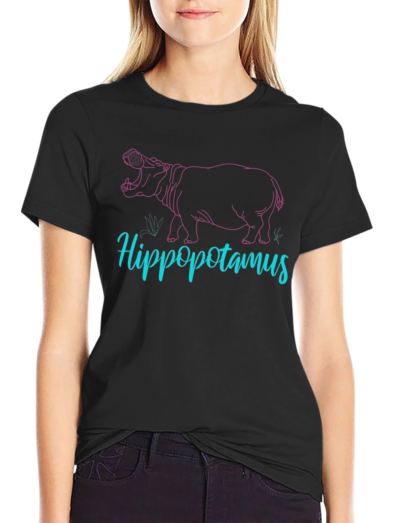 Hippo Graphic Tee - Cool Mens Black T-Shirt
