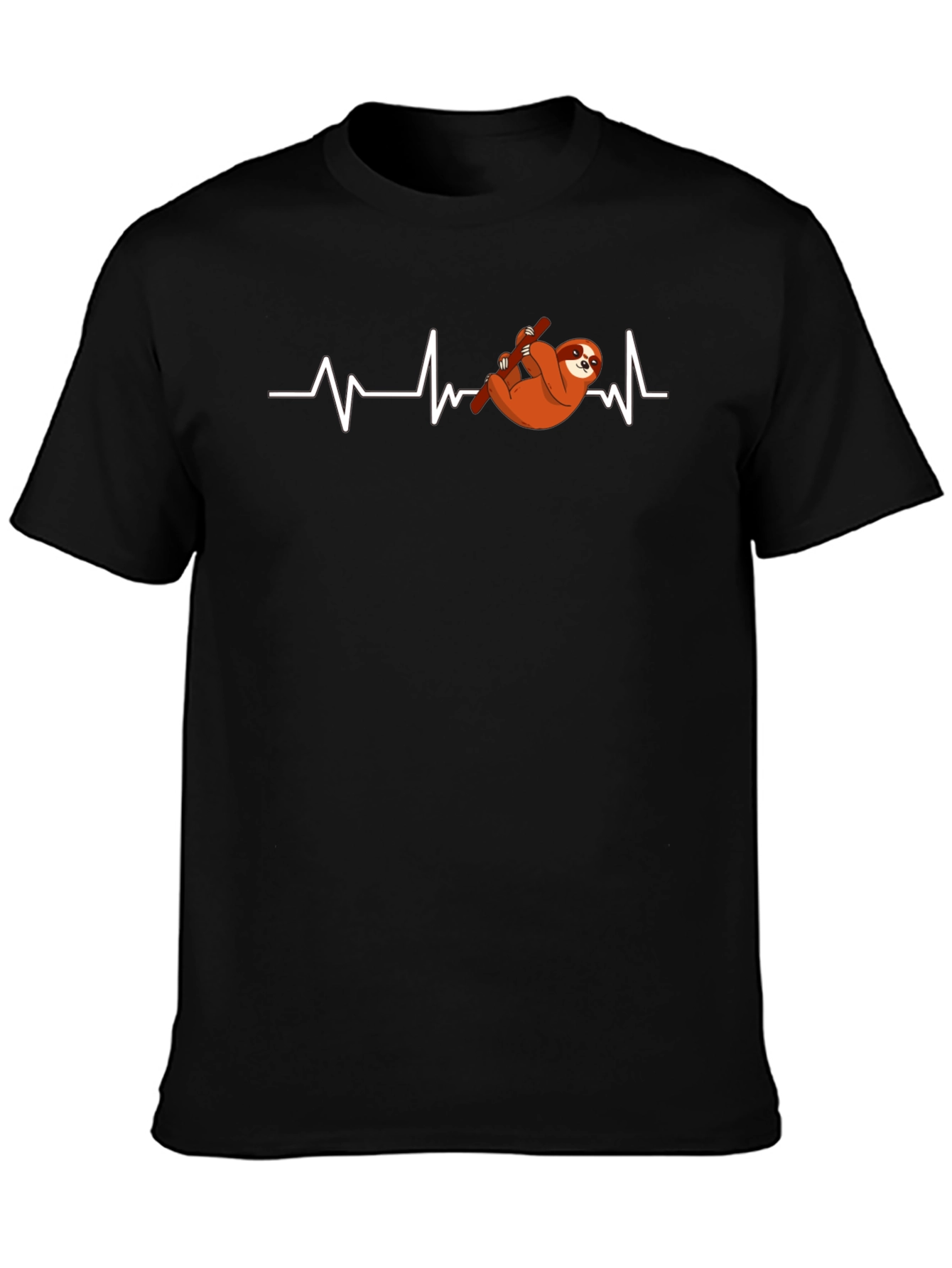 Sloth Heartbeat Graphic T-Shirt - Mens Black Tee