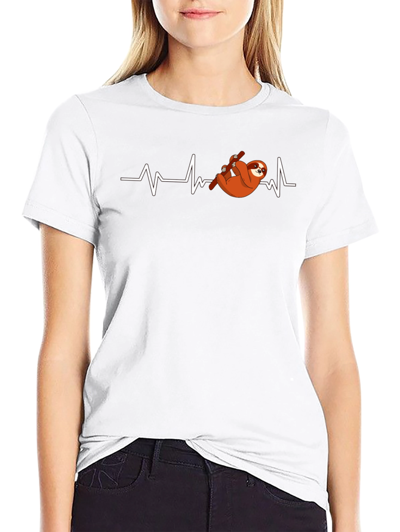 Sloth Heartbeat Graphic T-Shirt - Mens Black Tee