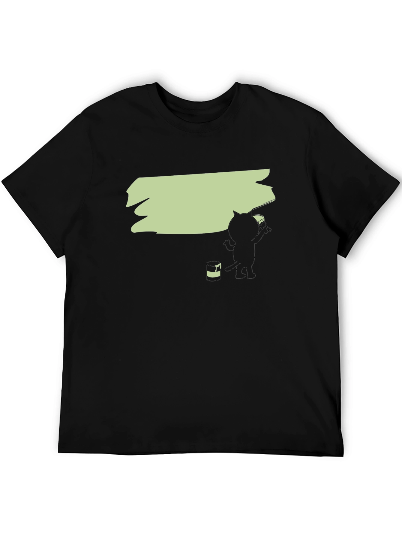 Cat Painting Graphic Tee - Black