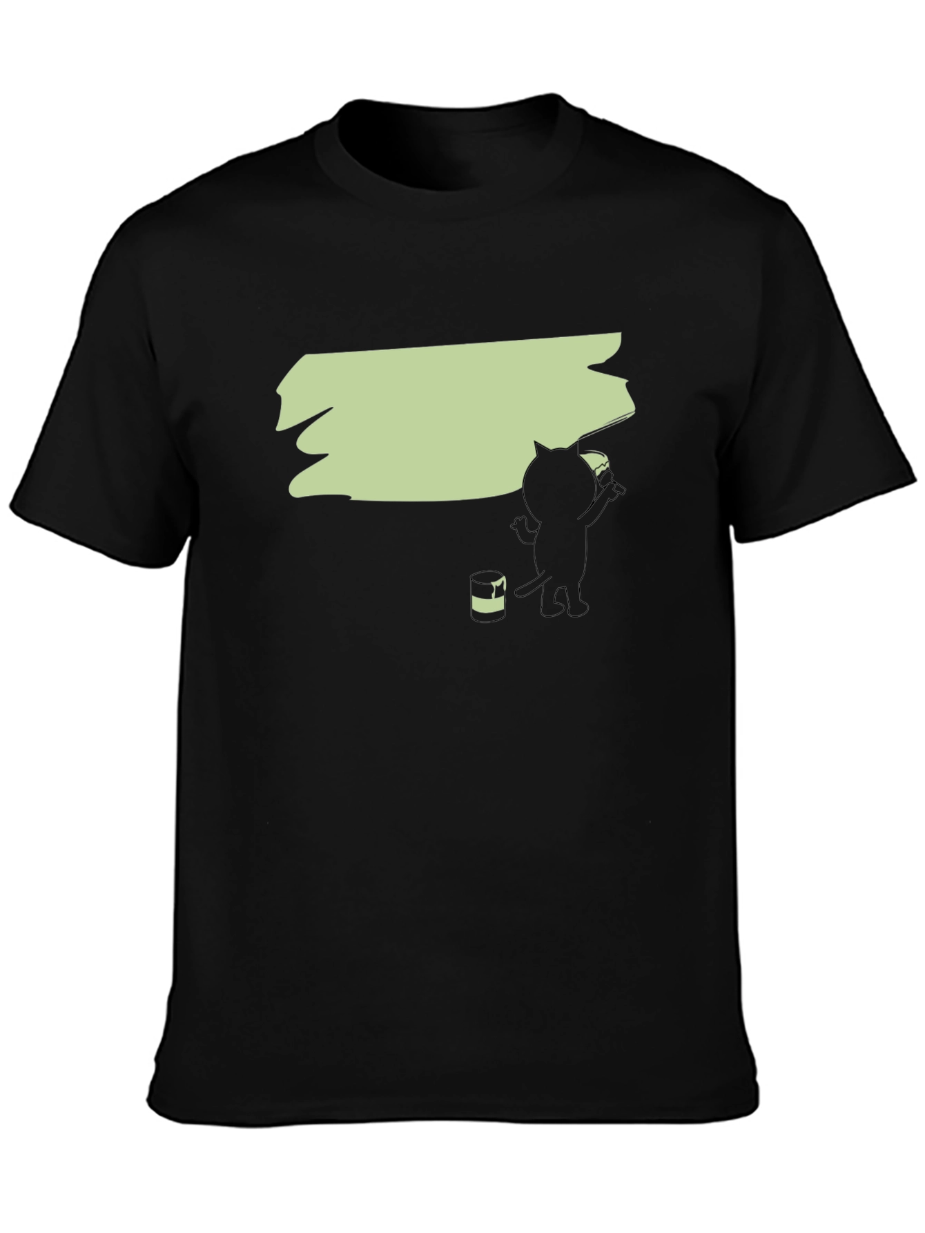 Cat Painting Graphic Tee - Black