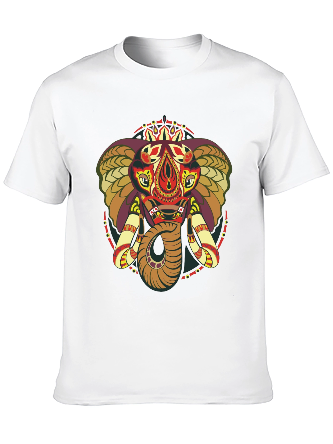 Elephant Mandala Graphic Print Crew Neck Tee
