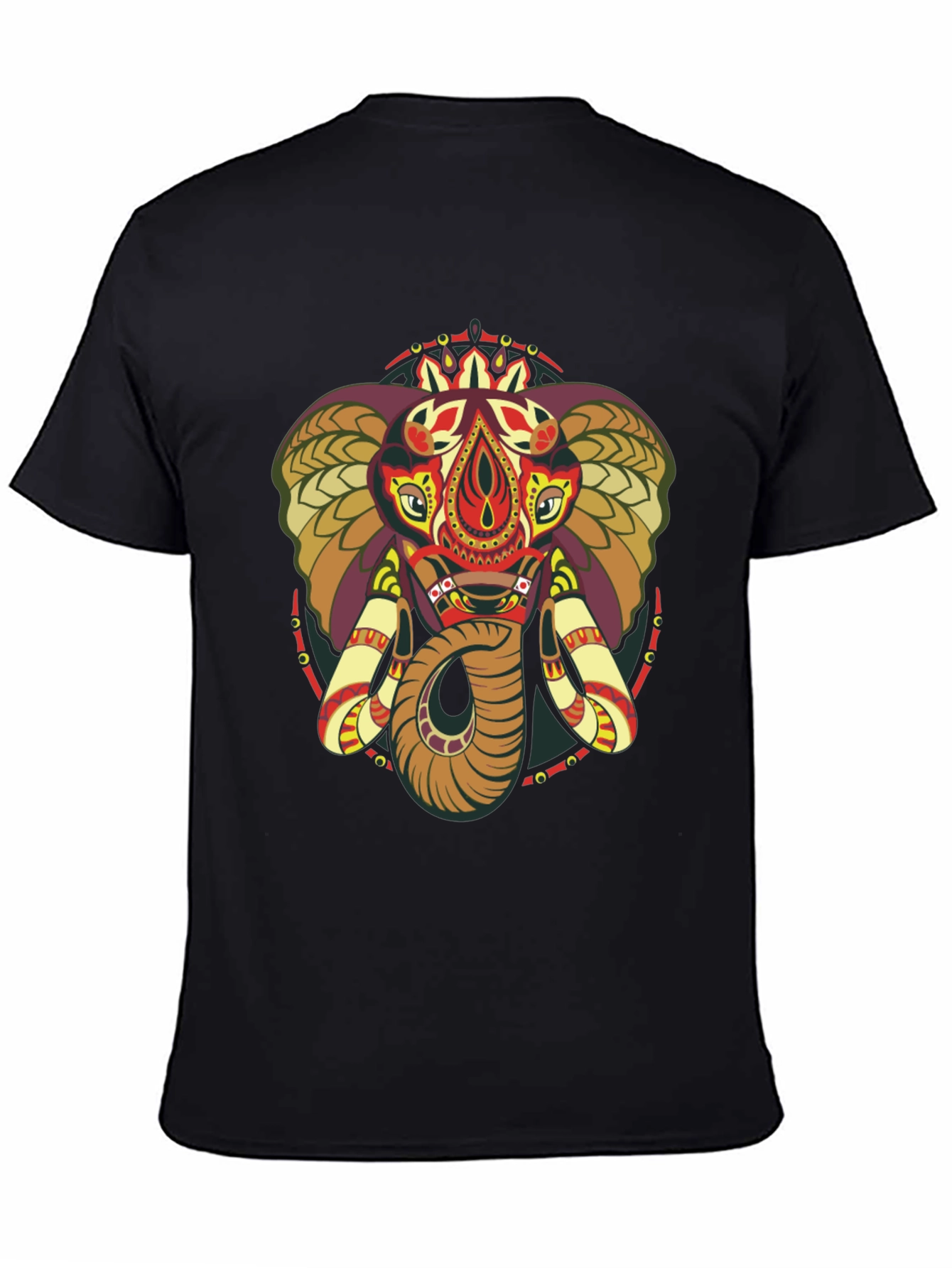 Elephant Mandala Graphic Print Crew Neck Tee