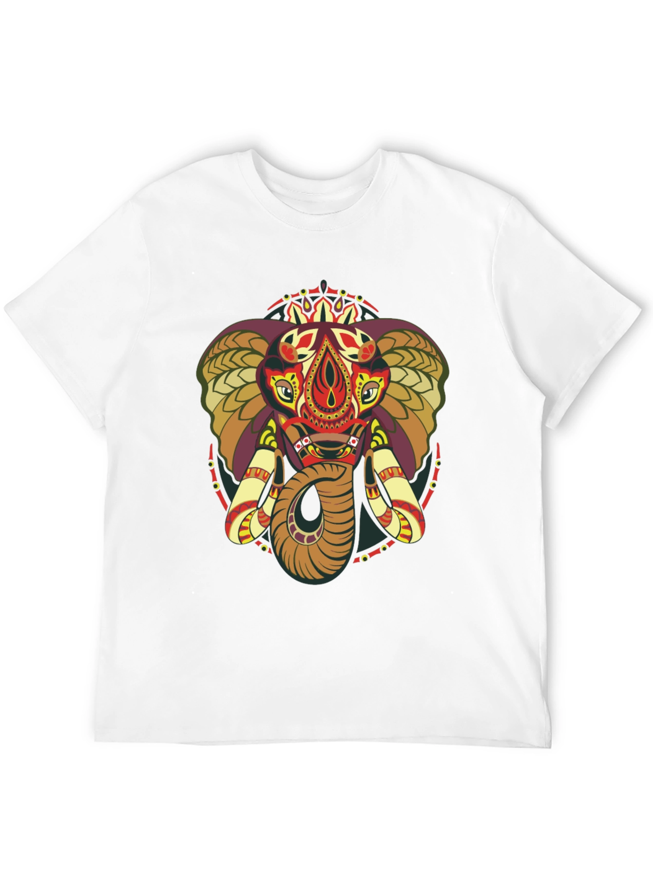 Elephant Mandala Graphic Print Crew Neck Tee