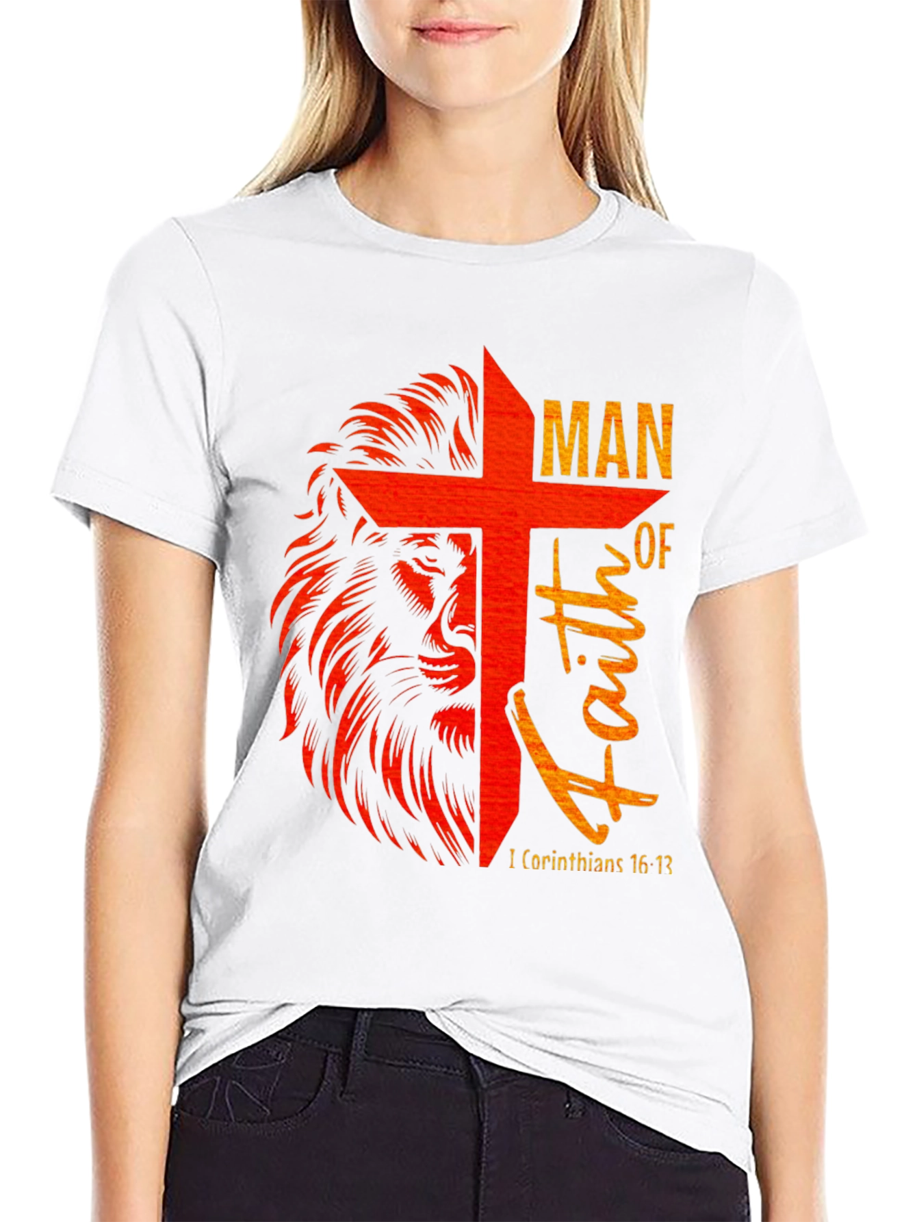 Lion and Cross Graphic T-Shirt - Man of Faith