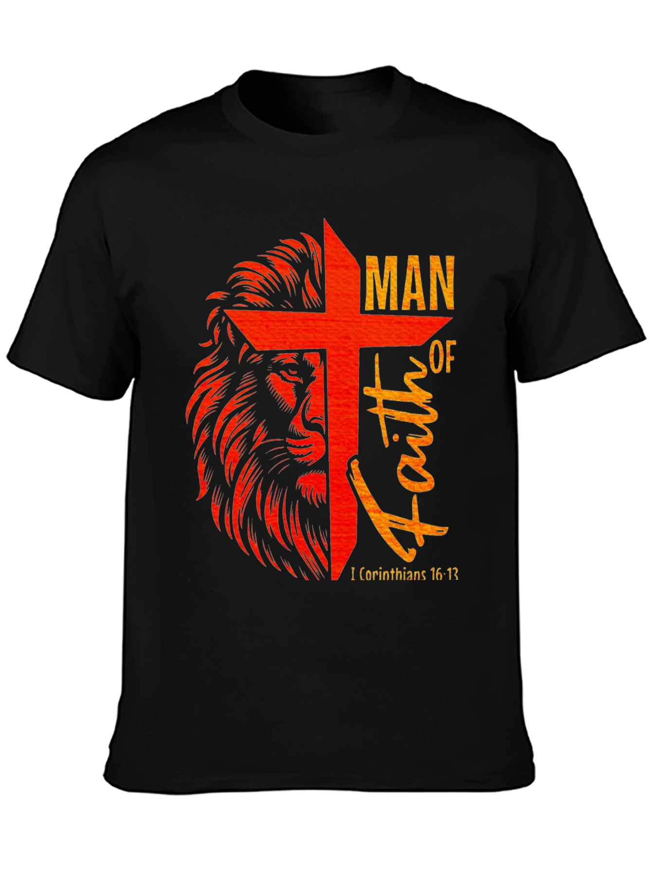 Lion and Cross Graphic T-Shirt - Man of Faith