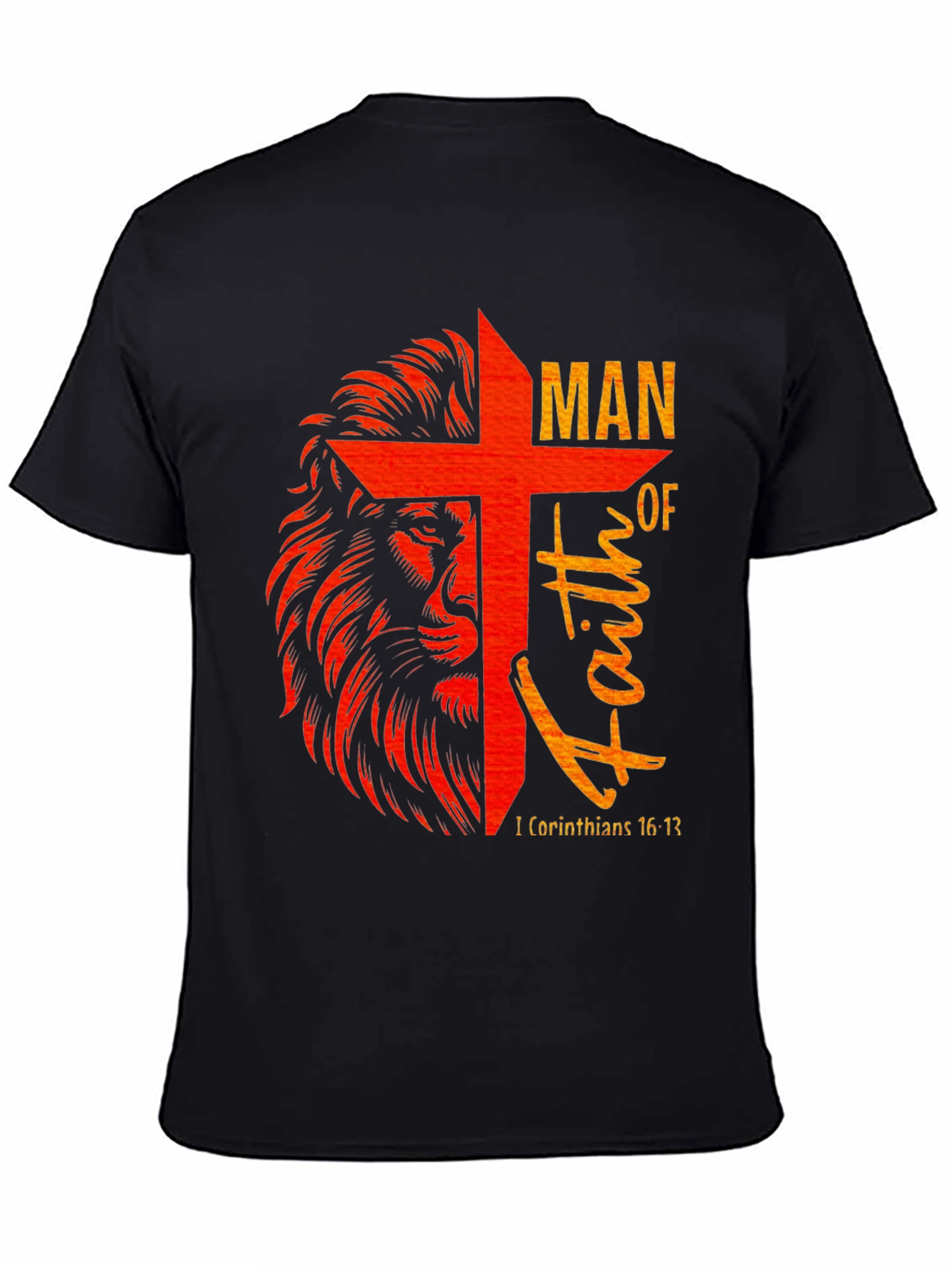 Lion and Cross Graphic T-Shirt - Man of Faith