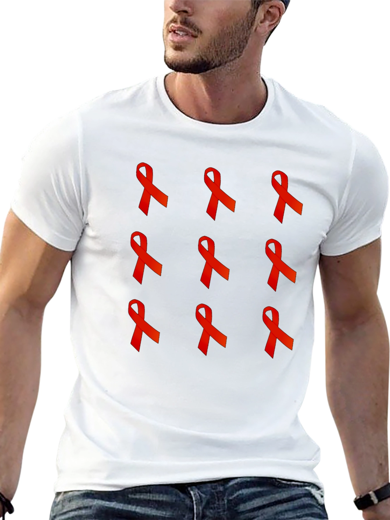 Red Ribbon Graphic Tee - Awareness Support