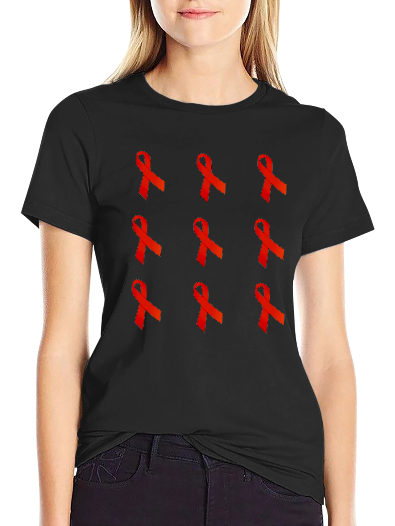 Red Ribbon Graphic Tee - Awareness Support