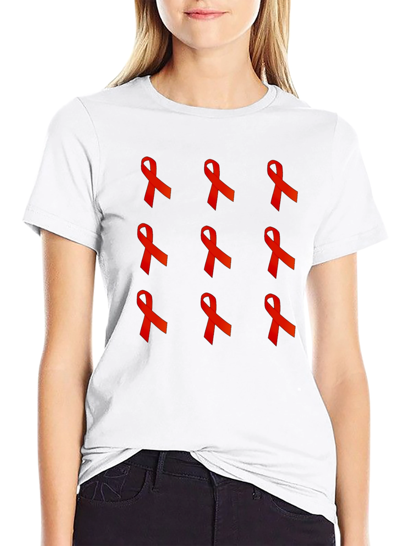 Red Ribbon Graphic Tee - Awareness Support