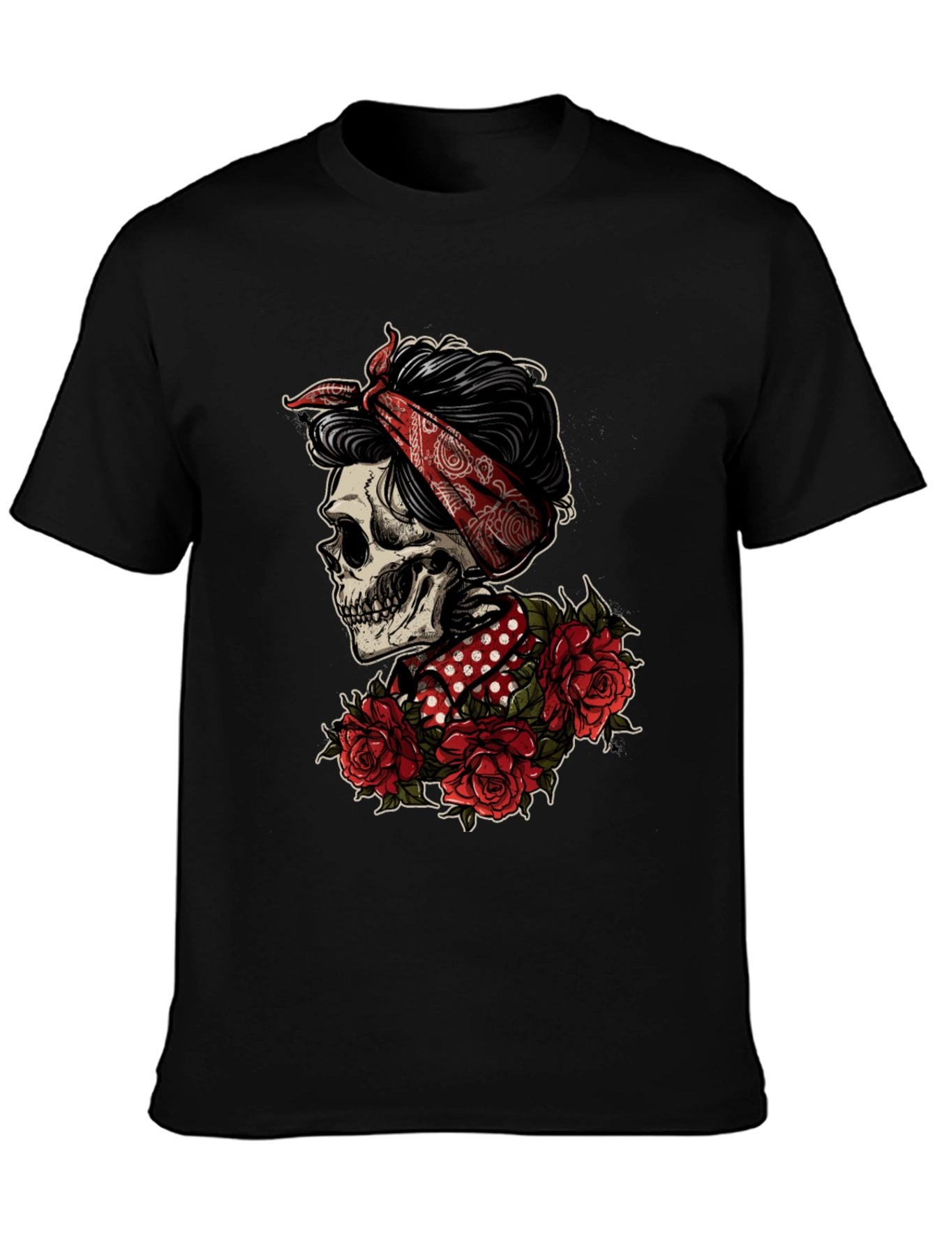 Skull Bandana Graphic T-Shirt - Edgy Style