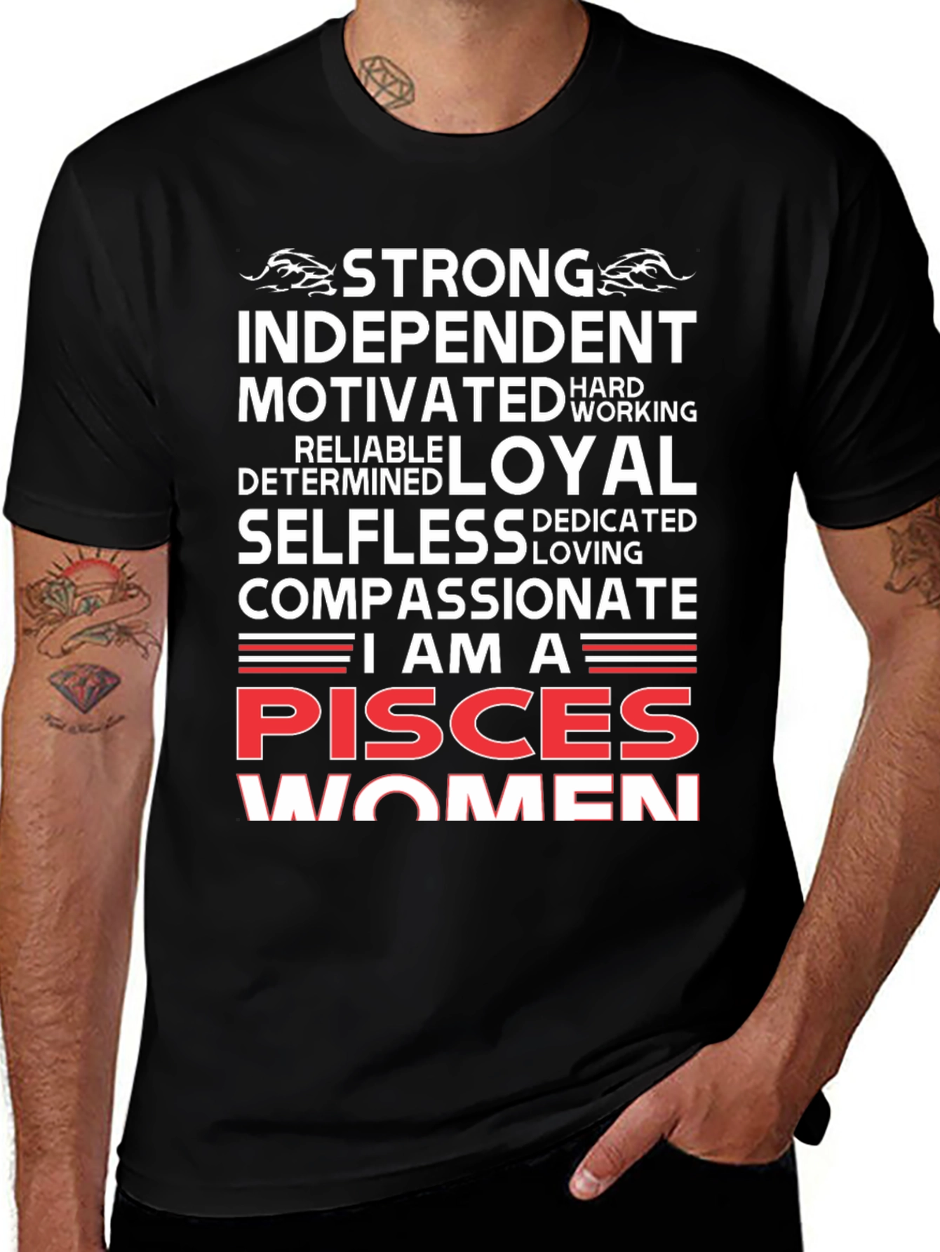 Pisces Women Black Graphic Tee