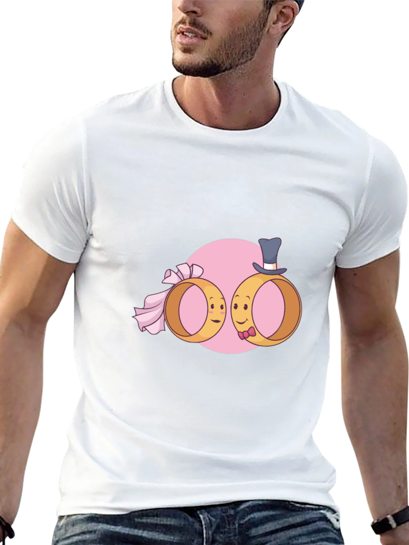 Wedding Rings Cartoon Graphic T-Shirt