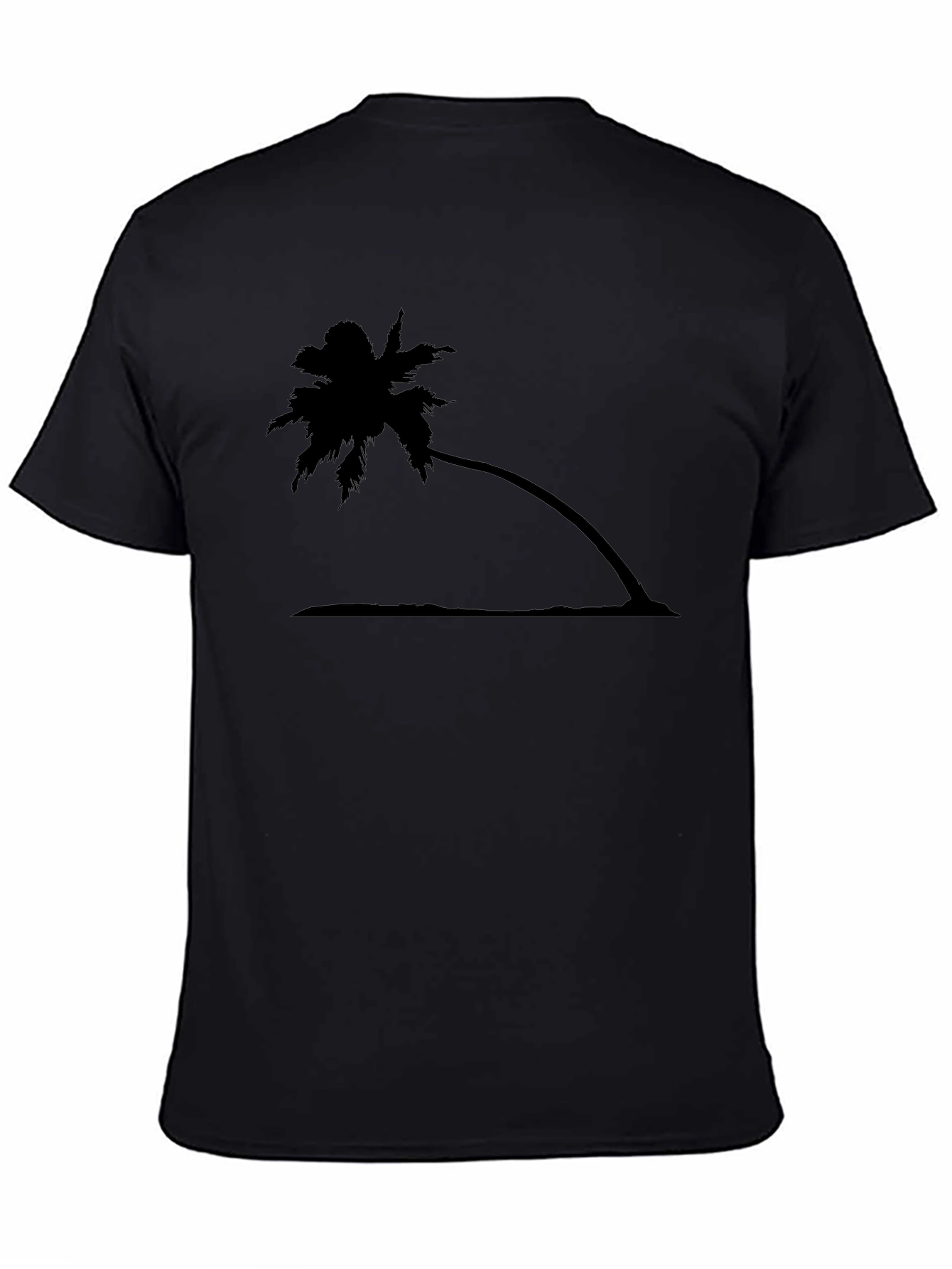 Tropical Palm Tree Graphic Tee - Black Cotton T-Shirt