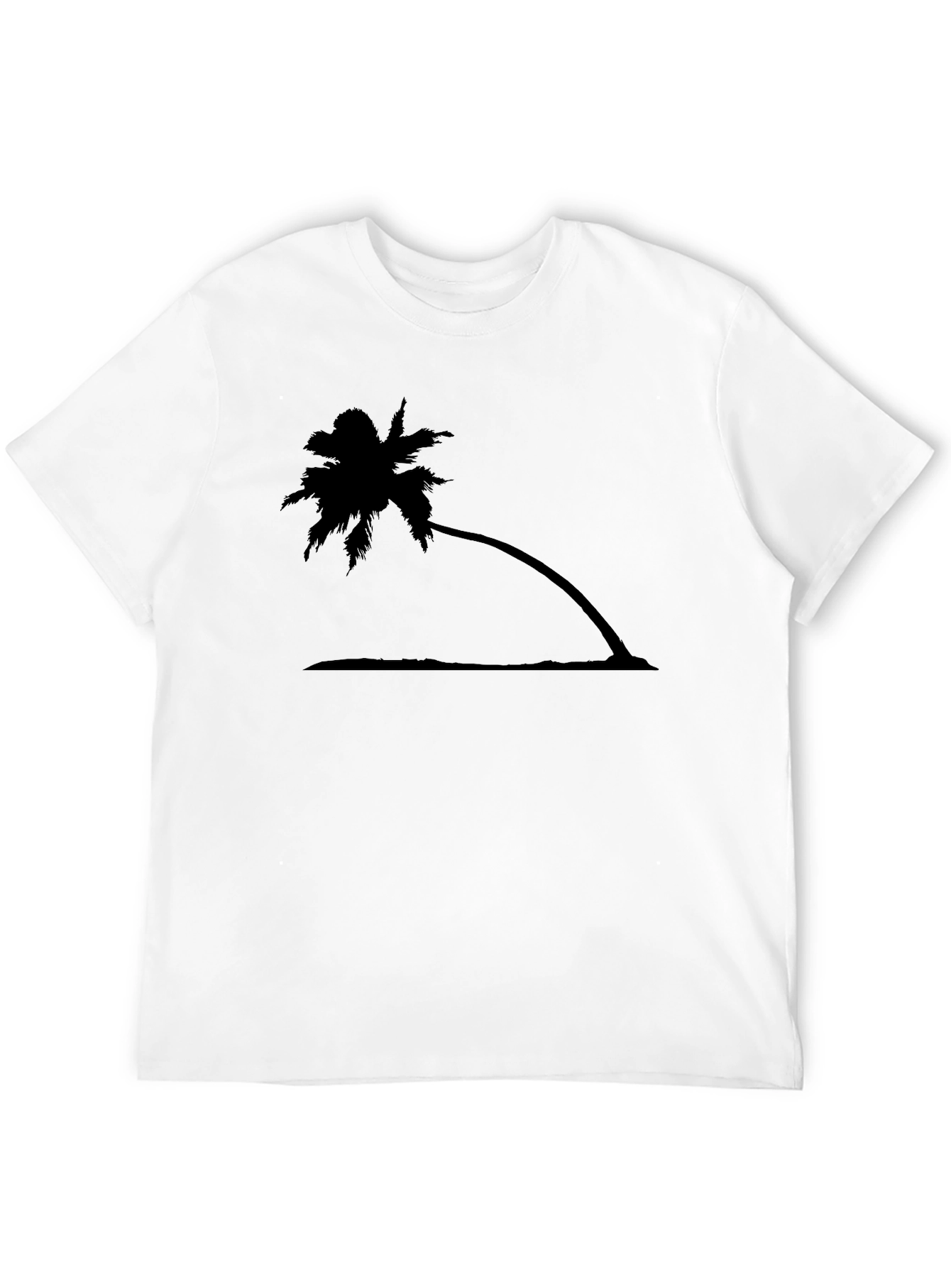 Tropical Palm Tree Graphic Tee - Black Cotton T-Shirt