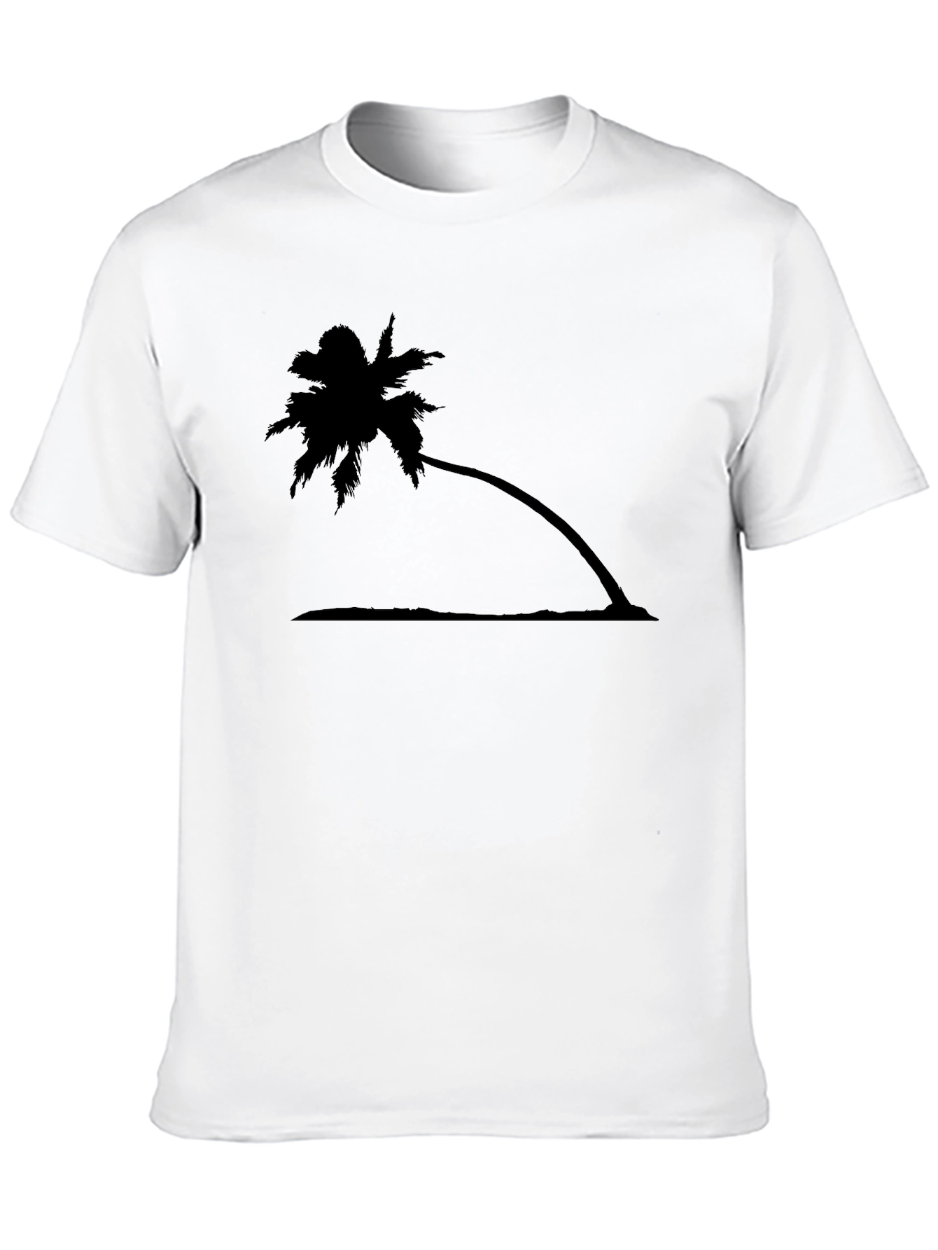 Tropical Palm Tree Graphic Tee - Black Cotton T-Shirt