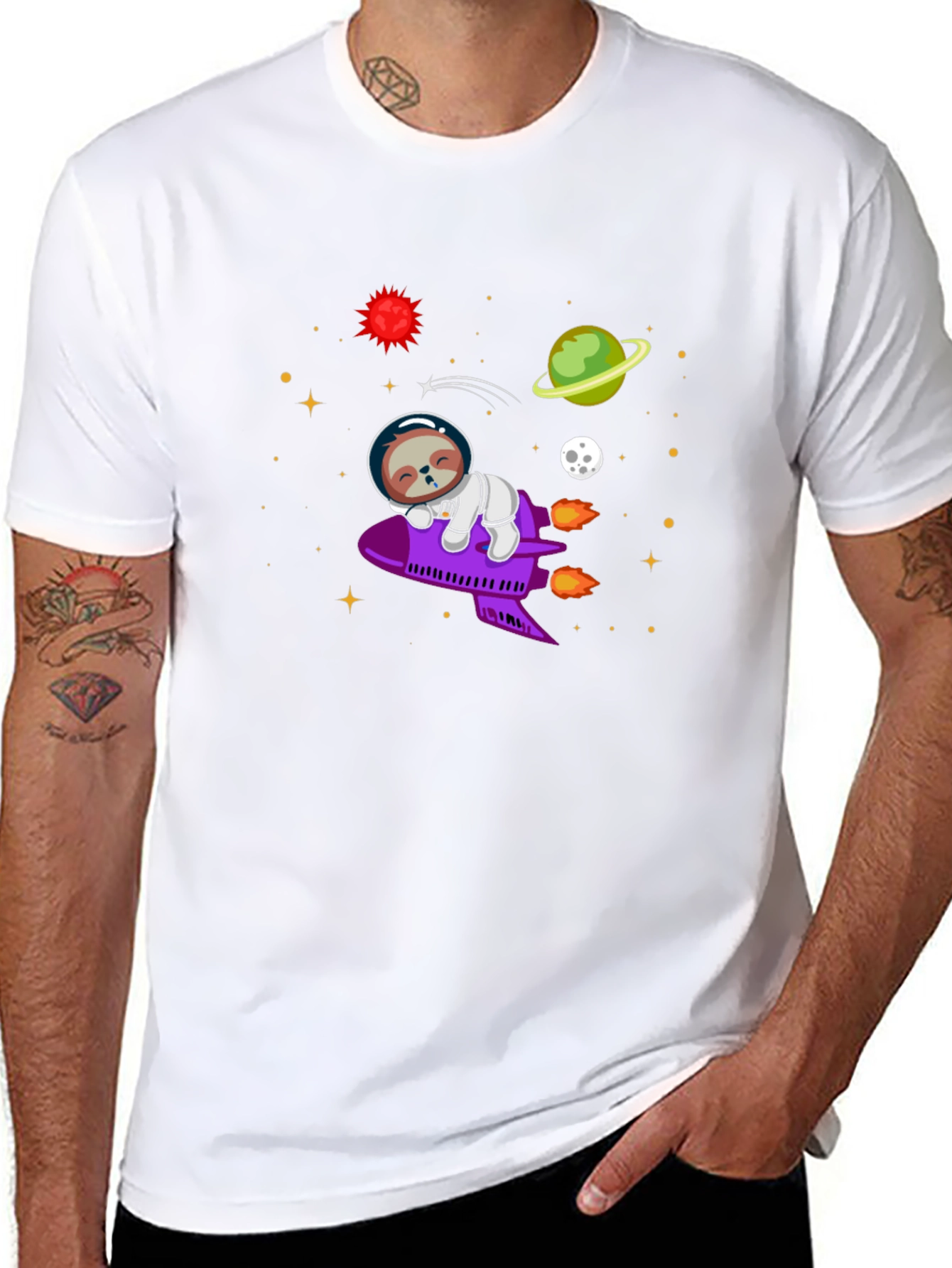Sloth Astronaut T-Shirt - Space Rocket Design