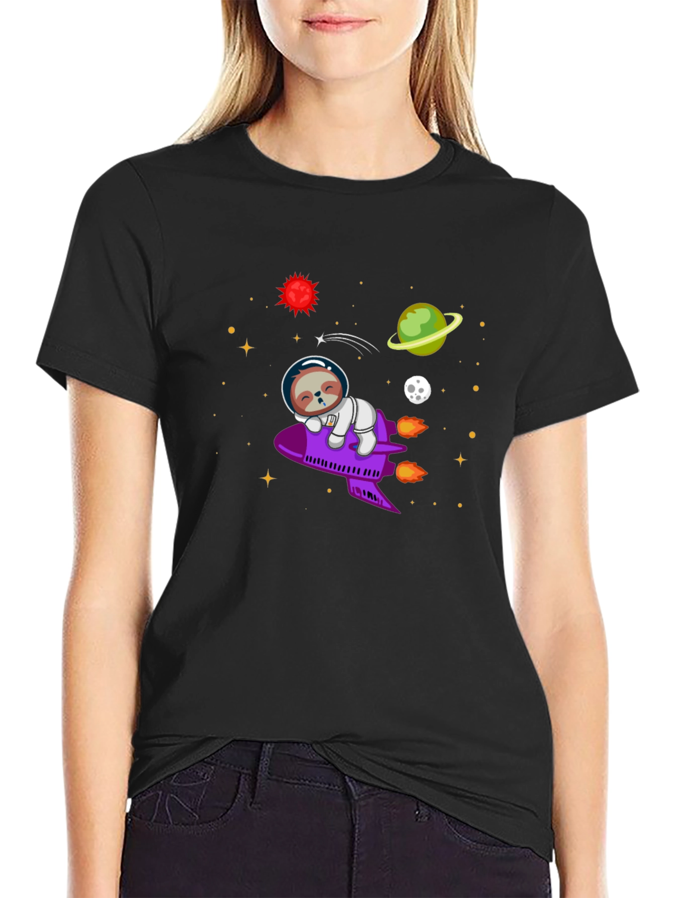 Sloth Astronaut T-Shirt - Space Rocket Design