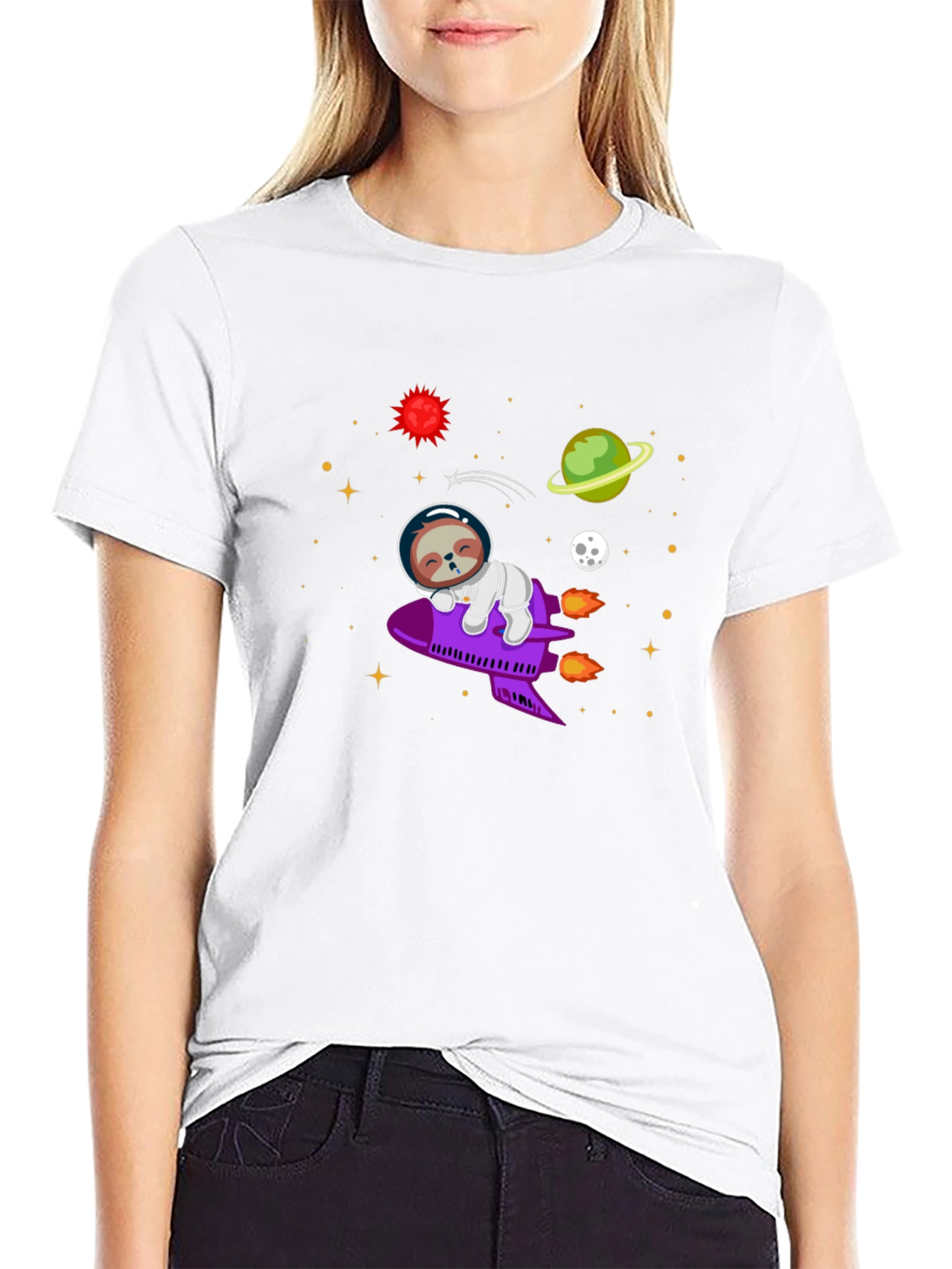 Sloth Astronaut T-Shirt - Space Rocket Design