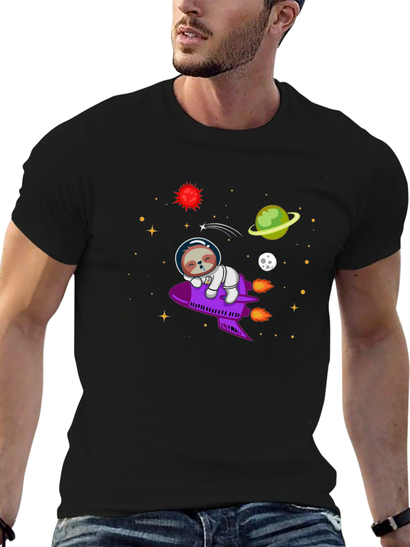 Sloth Astronaut T-Shirt - Space Rocket Design
