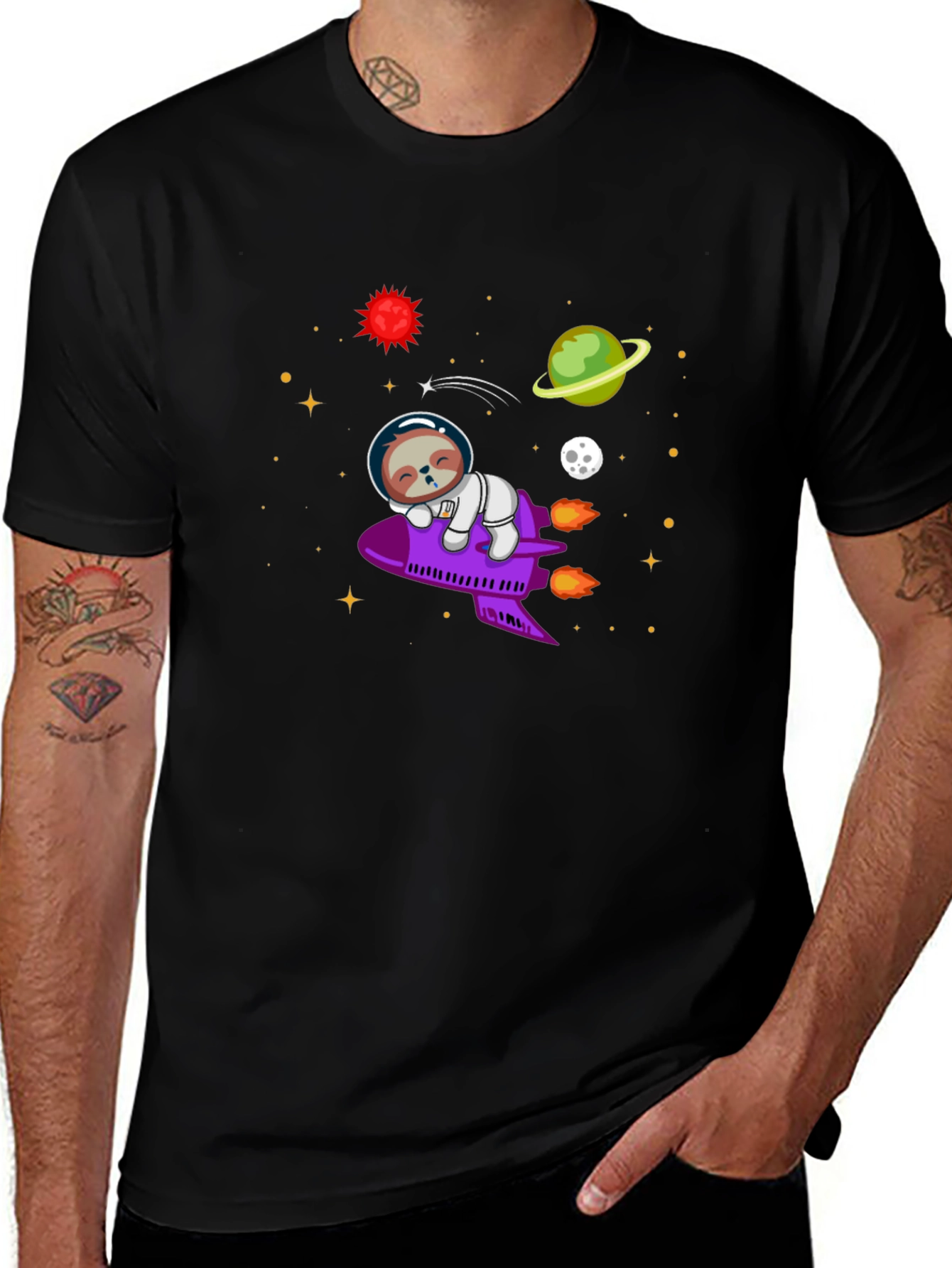 Sloth Astronaut T-Shirt - Space Rocket Design