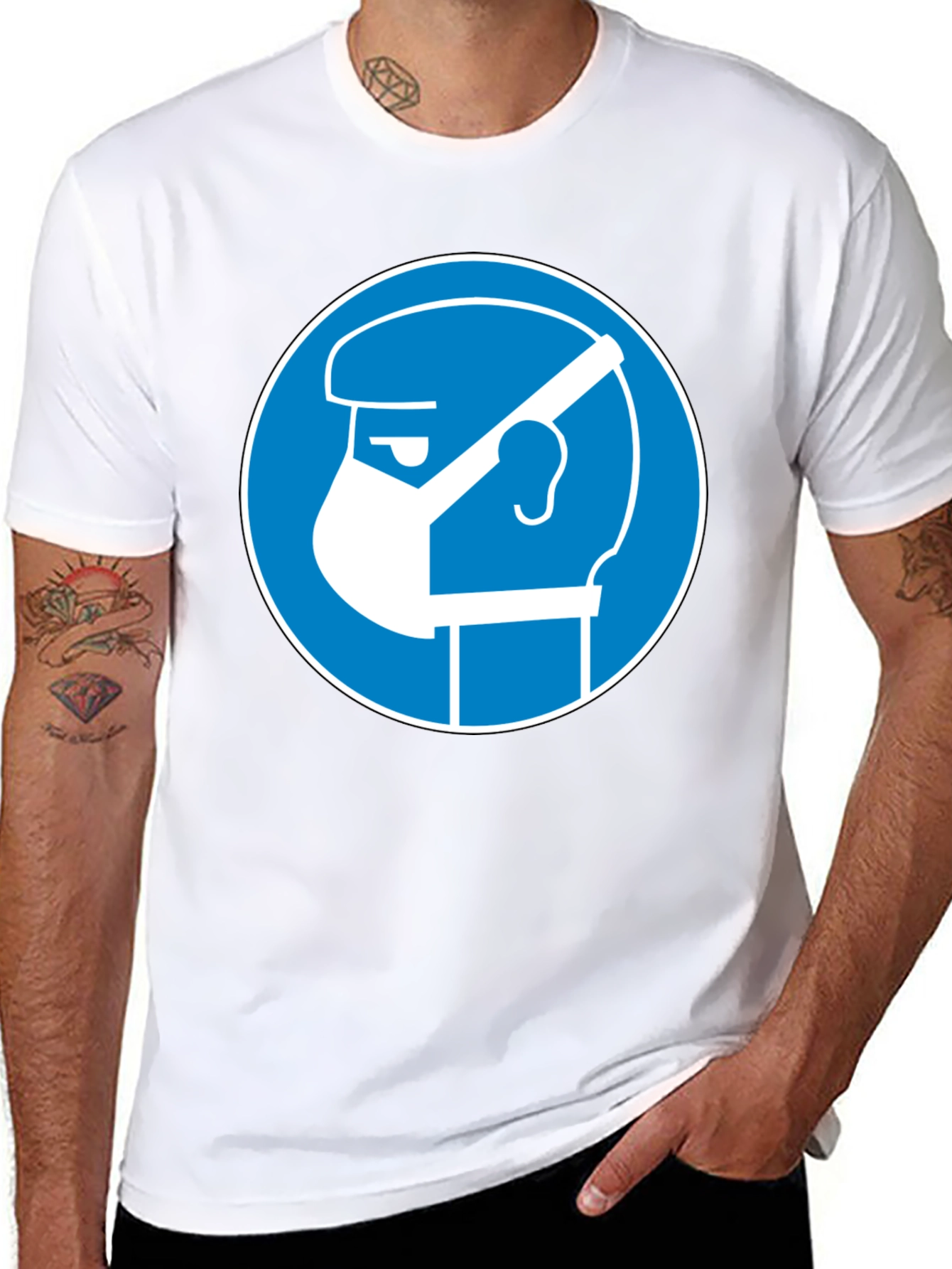 Wear Mask T-Shirt - Blue Circle Graphic