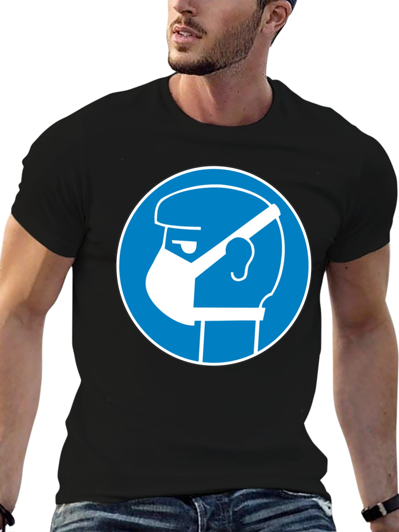Wear Mask T-Shirt - Blue Circle Graphic