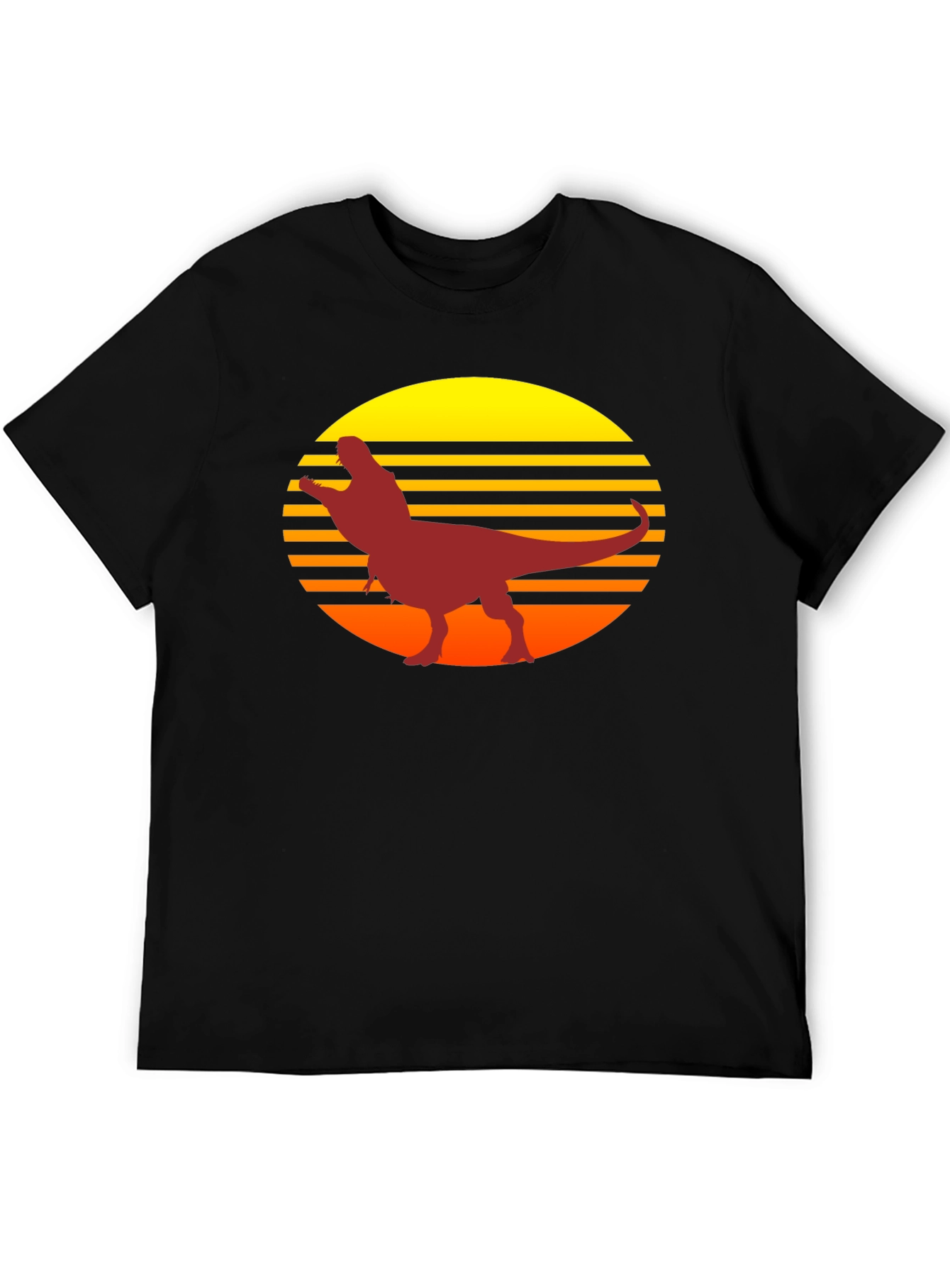 Retro T-Rex Sunset Graphic Tee - Black