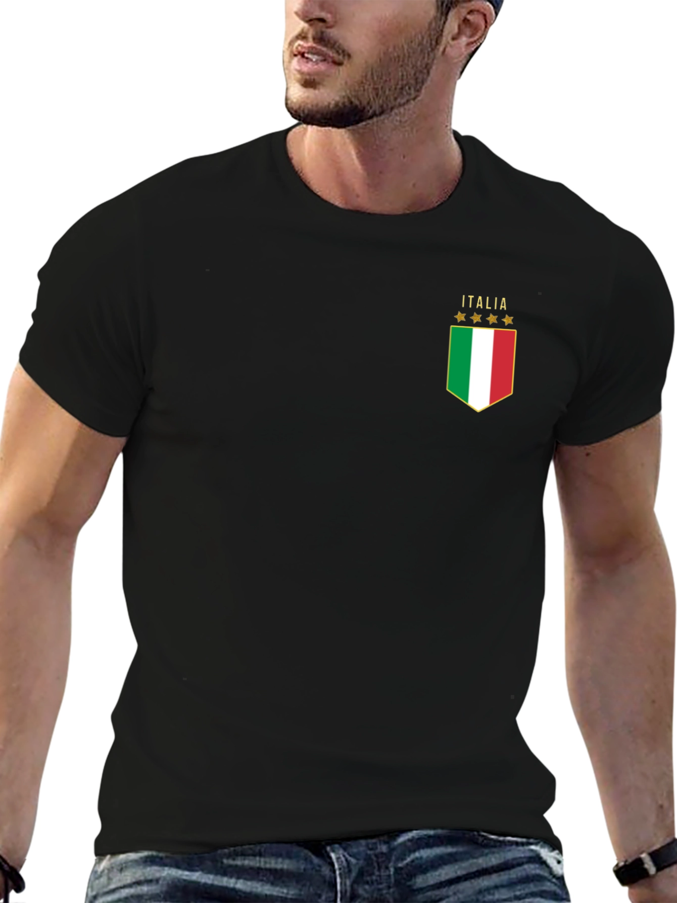 Italia Flag Graphic T-Shirt - Black Cotton Tee