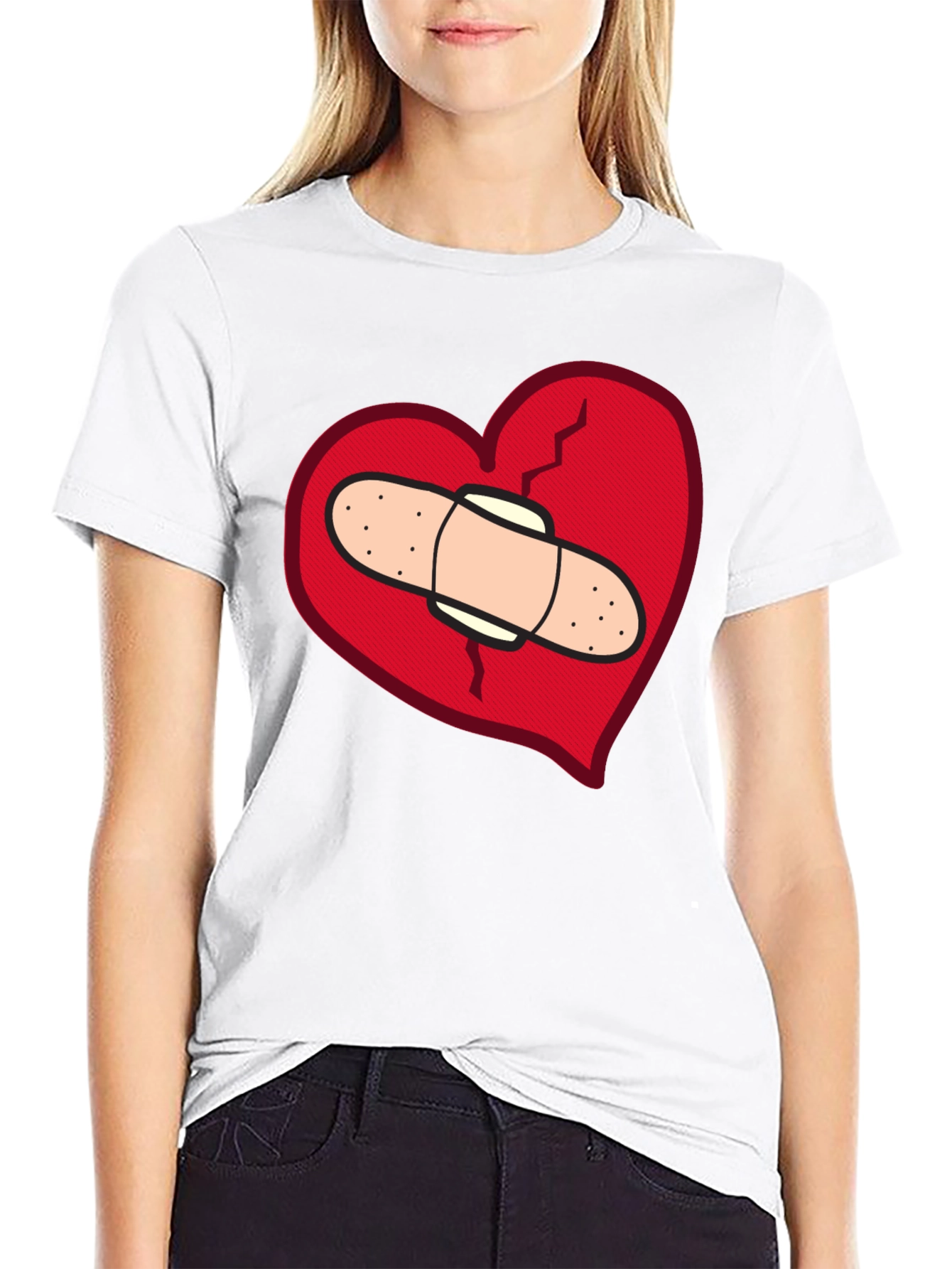 Broken Heart T-Shirt - Bandaged Heart Design