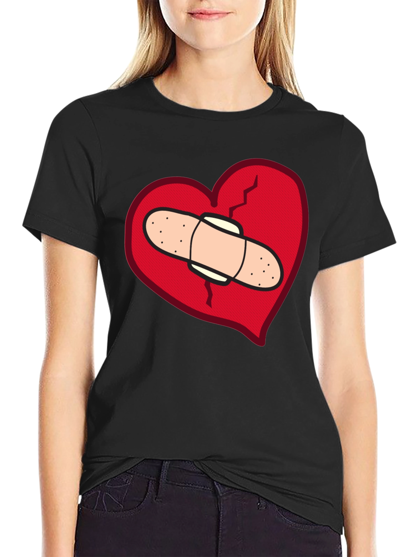 Broken Heart T-Shirt - Bandaged Heart Design