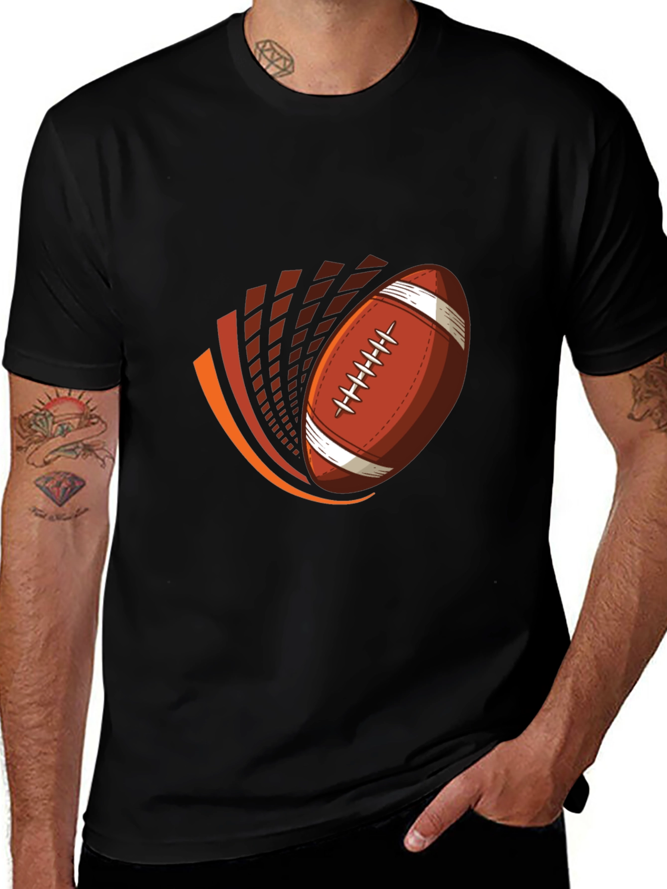Football Graphic Tee - Black Cotton T-Shirt