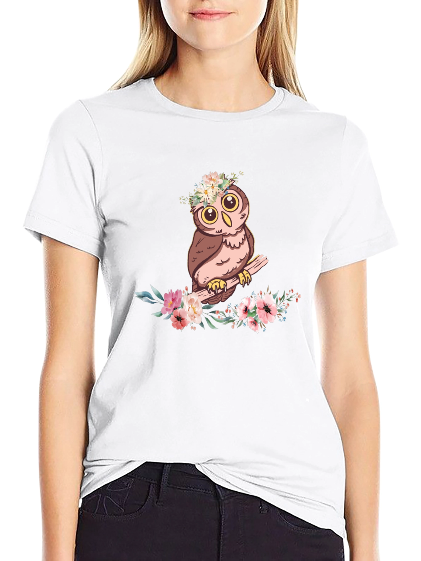 Owl & Floral T-Shirt - Cute Graphic Tee