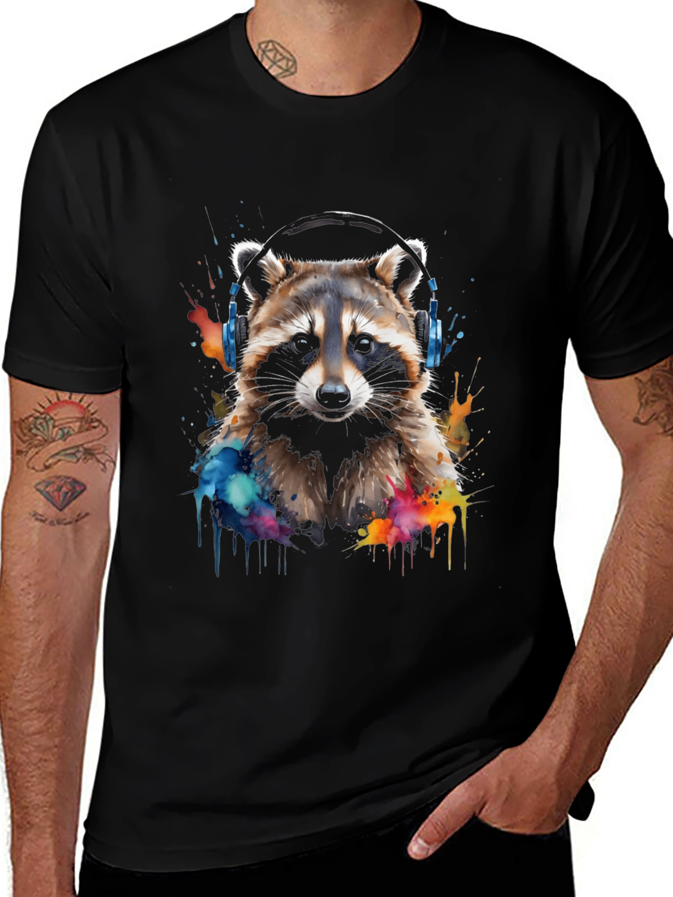 Raccoon Headphone Graphic Tee