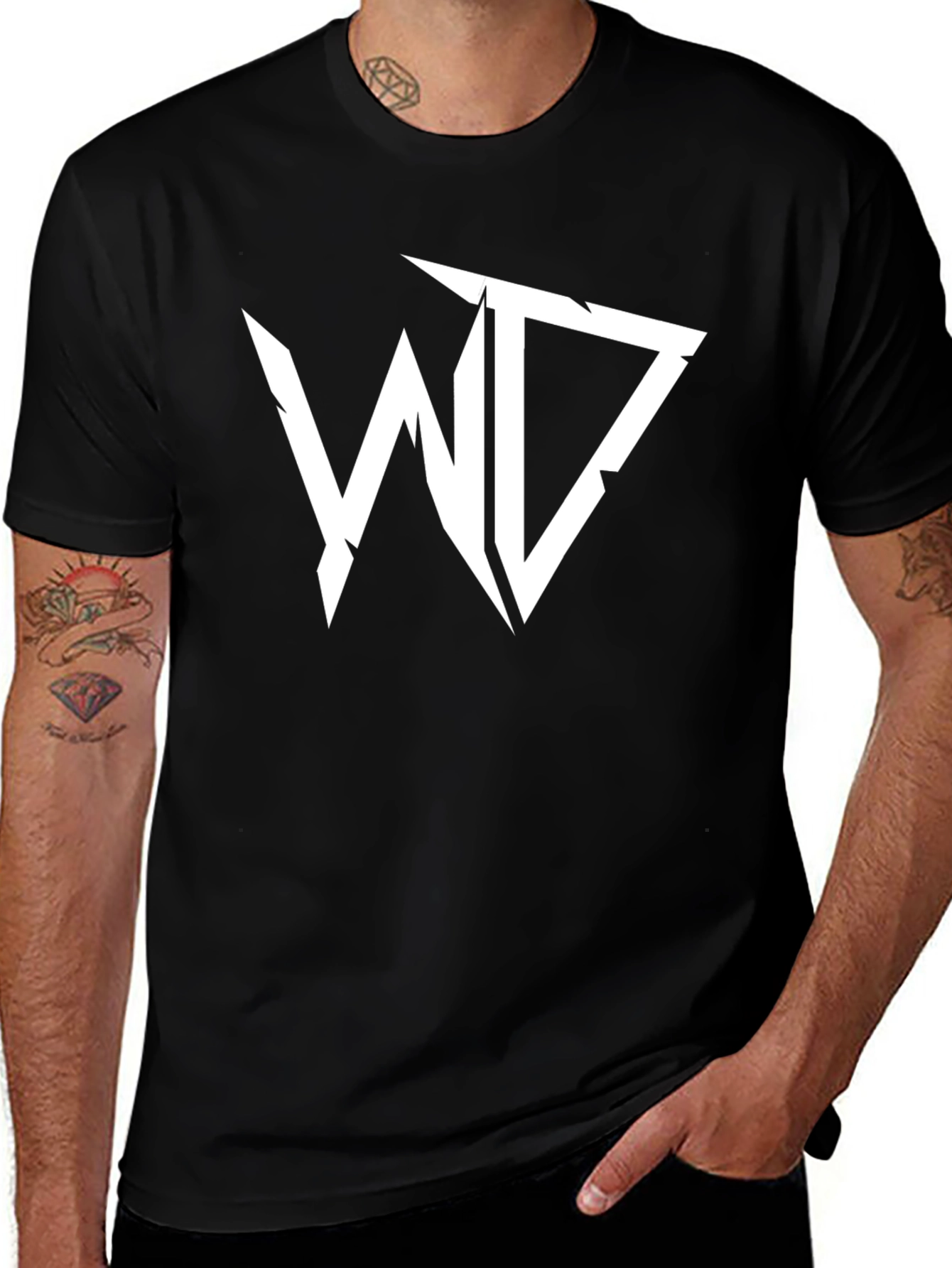 Mens Black Graphic Tee - WD Design
