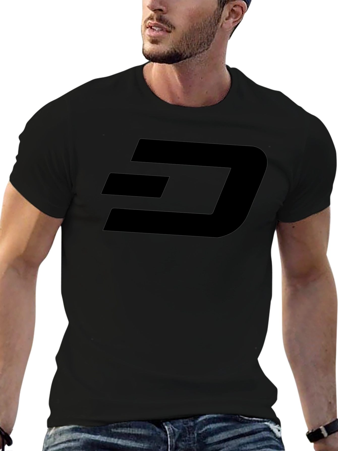 Mens Black Graphic Tee - Modern Dash Logo