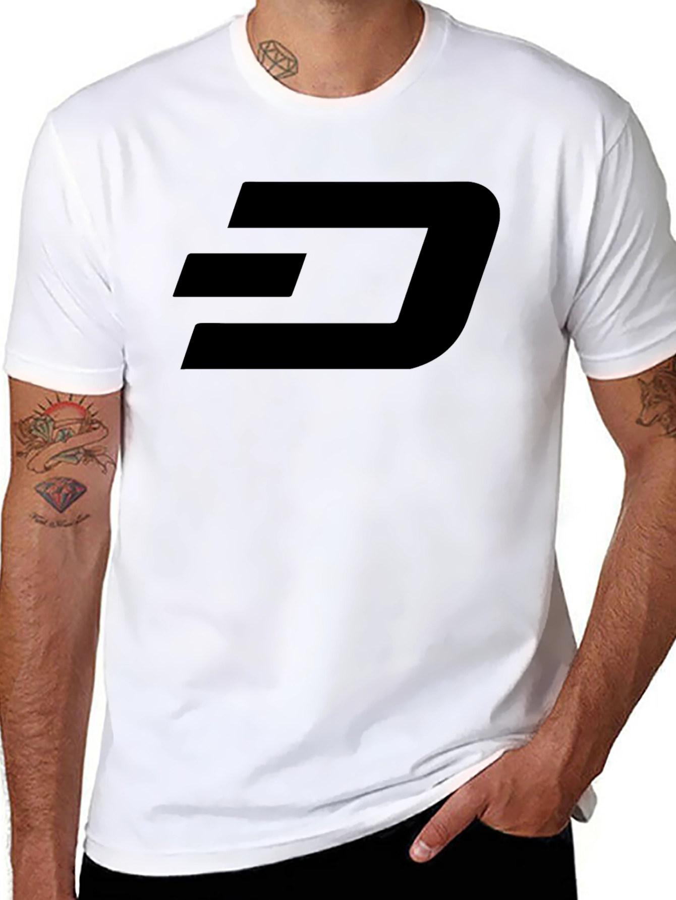 Mens Black Graphic Tee - Modern Dash Logo