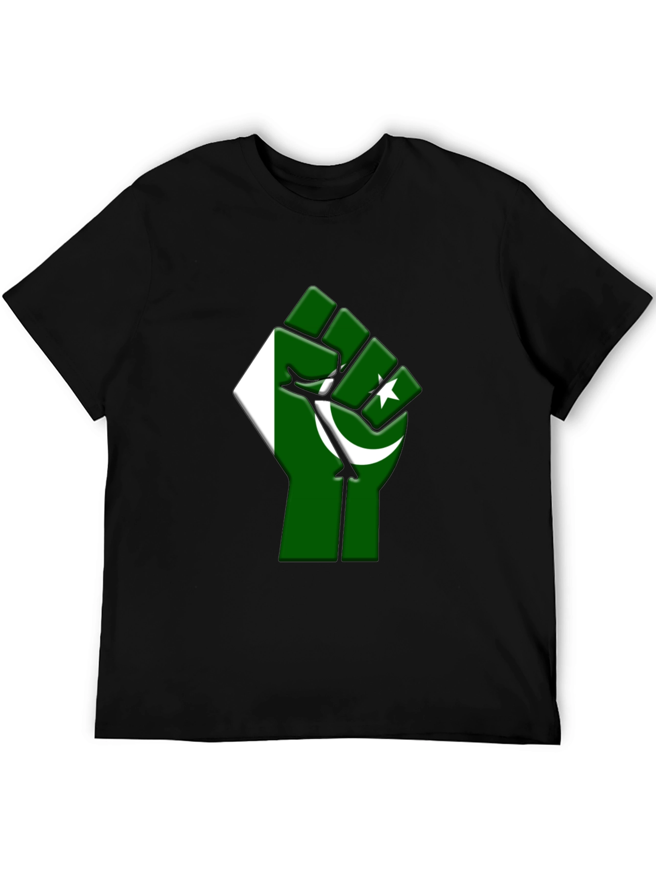 Pakistan Flag Fist Graphic Tee - Black Cotton T-Shirt