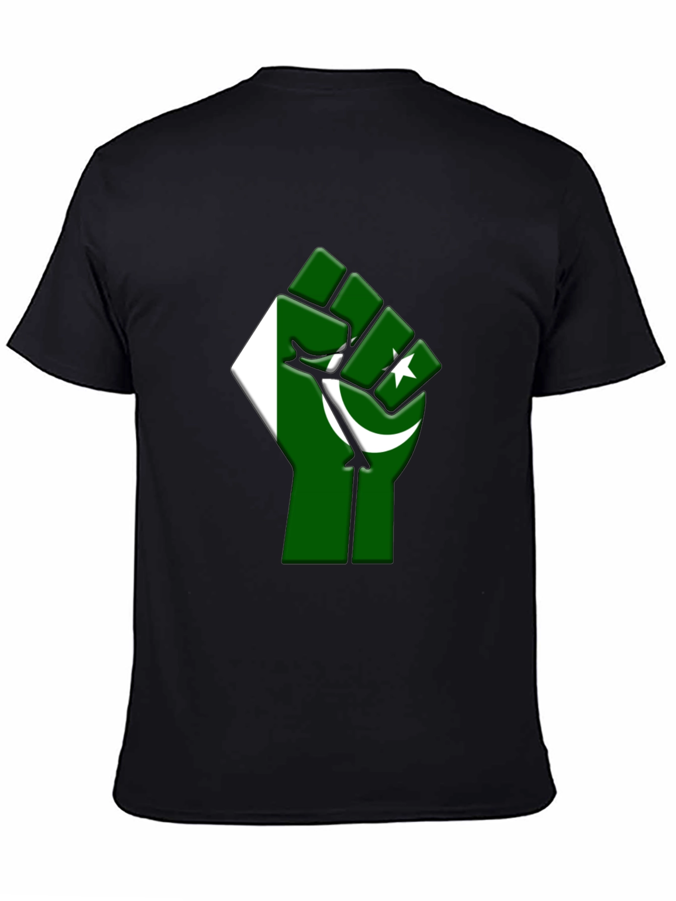 Pakistan Flag Fist Graphic Tee - Black Cotton T-Shirt