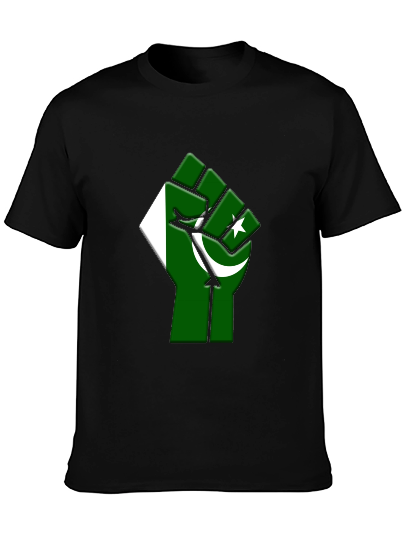 Pakistan Flag Fist Graphic Tee - Black Cotton T-Shirt