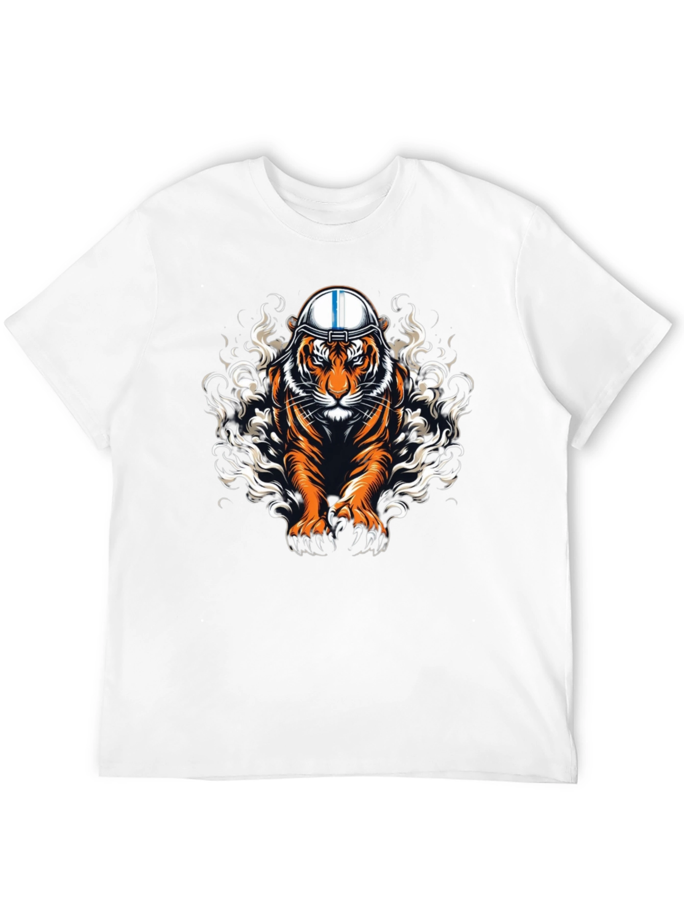 Tiger Helmet Graphic Print Black T-Shirt