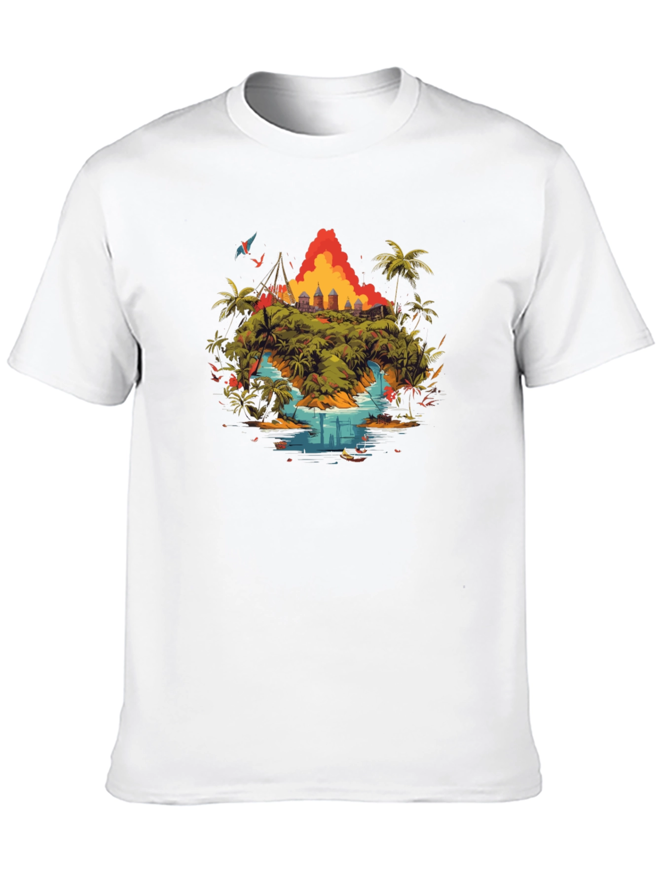 Tropical Island Graphic Tee - Black T-Shirt