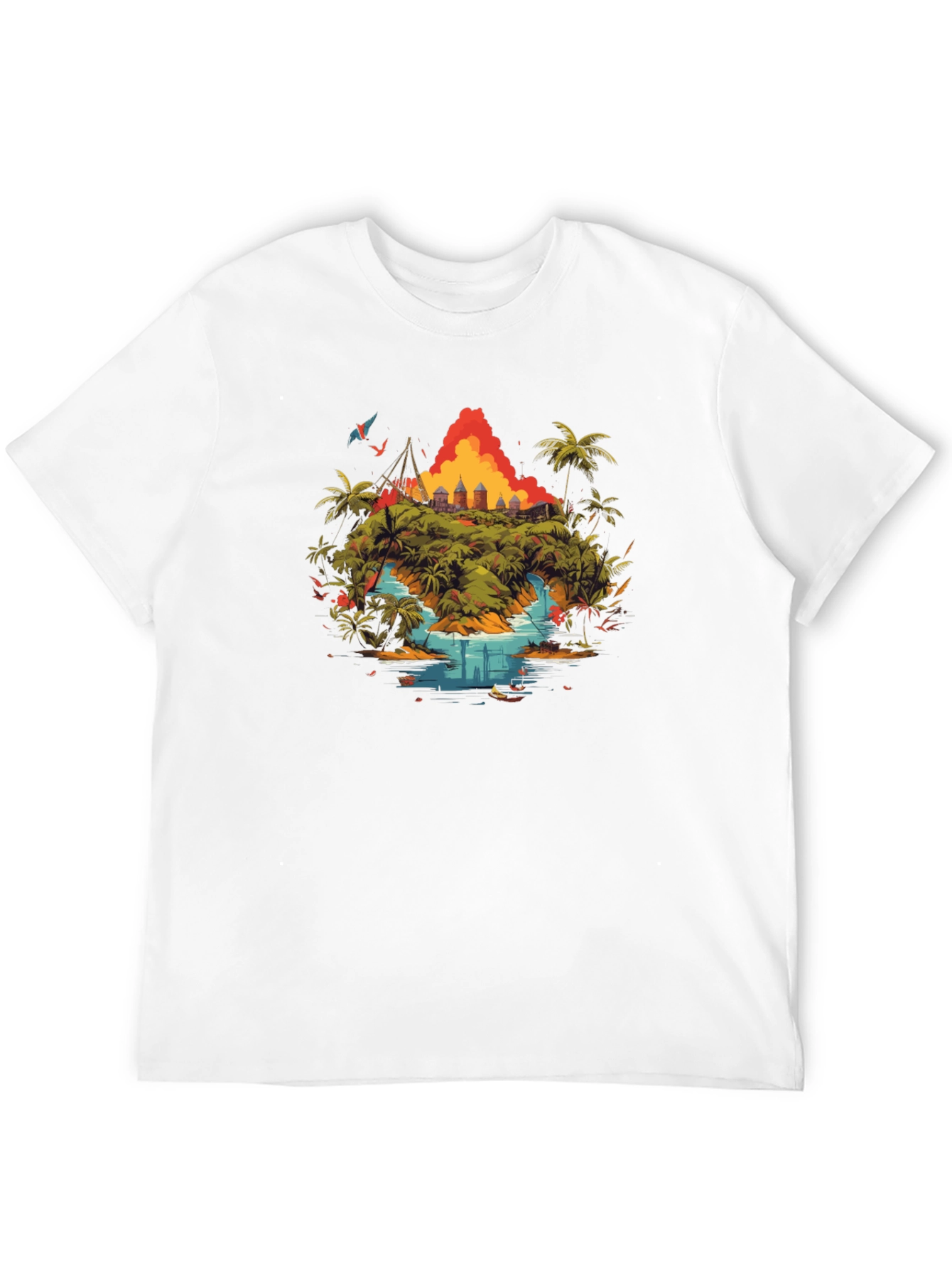 Tropical Island Graphic Tee - Black T-Shirt