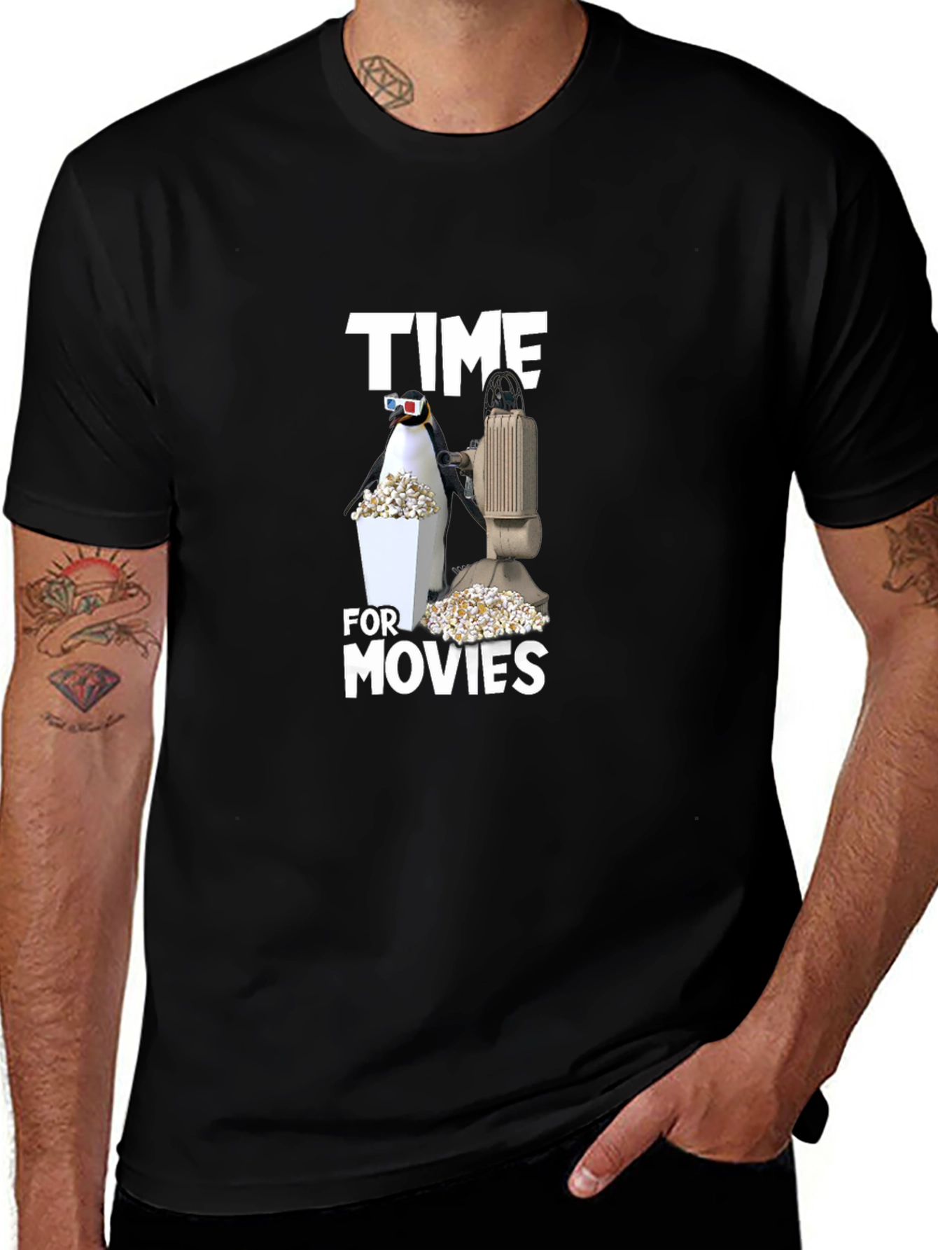 Time For Movies Black T-Shirt